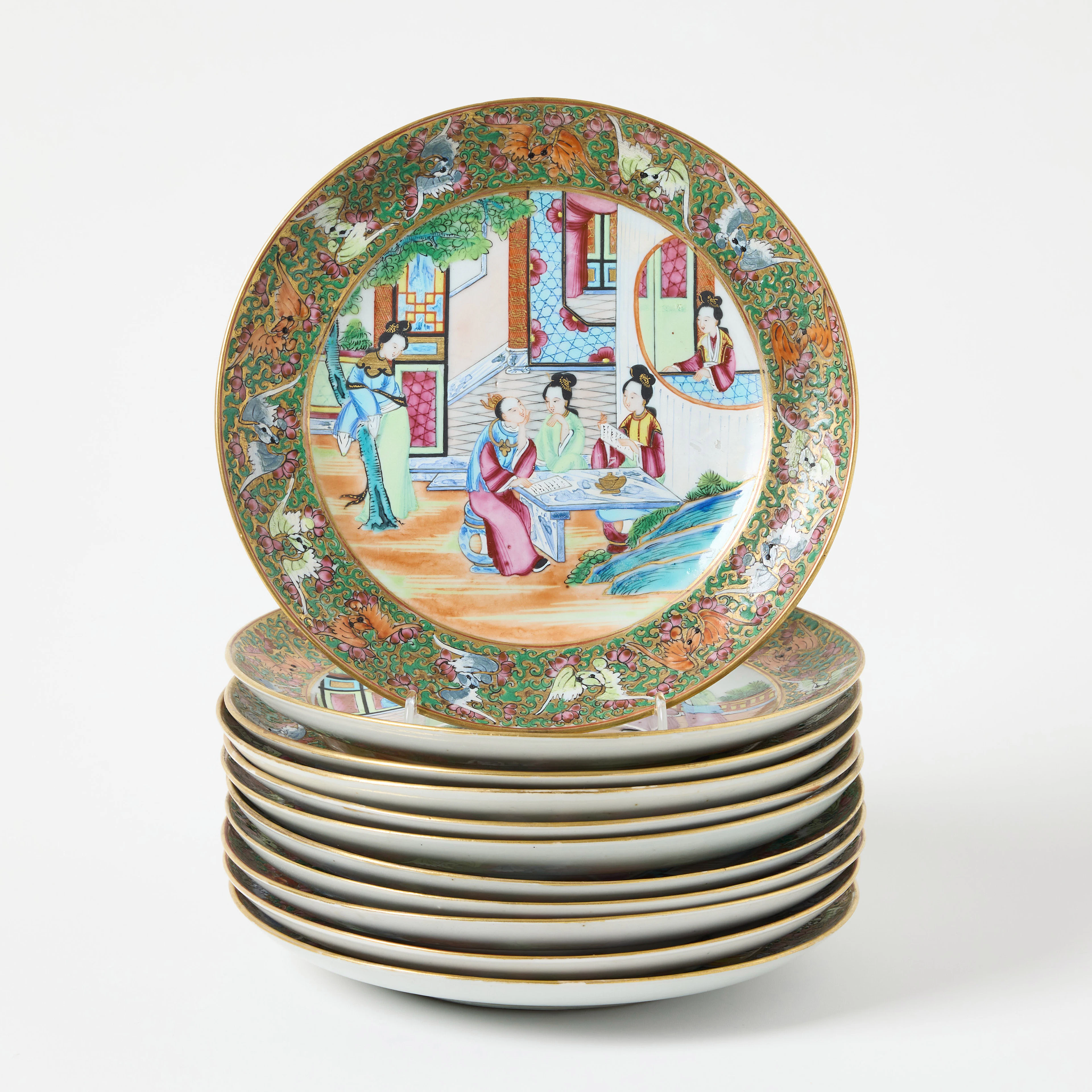 A Set of Eleven Canton Famille Rose Plates.
