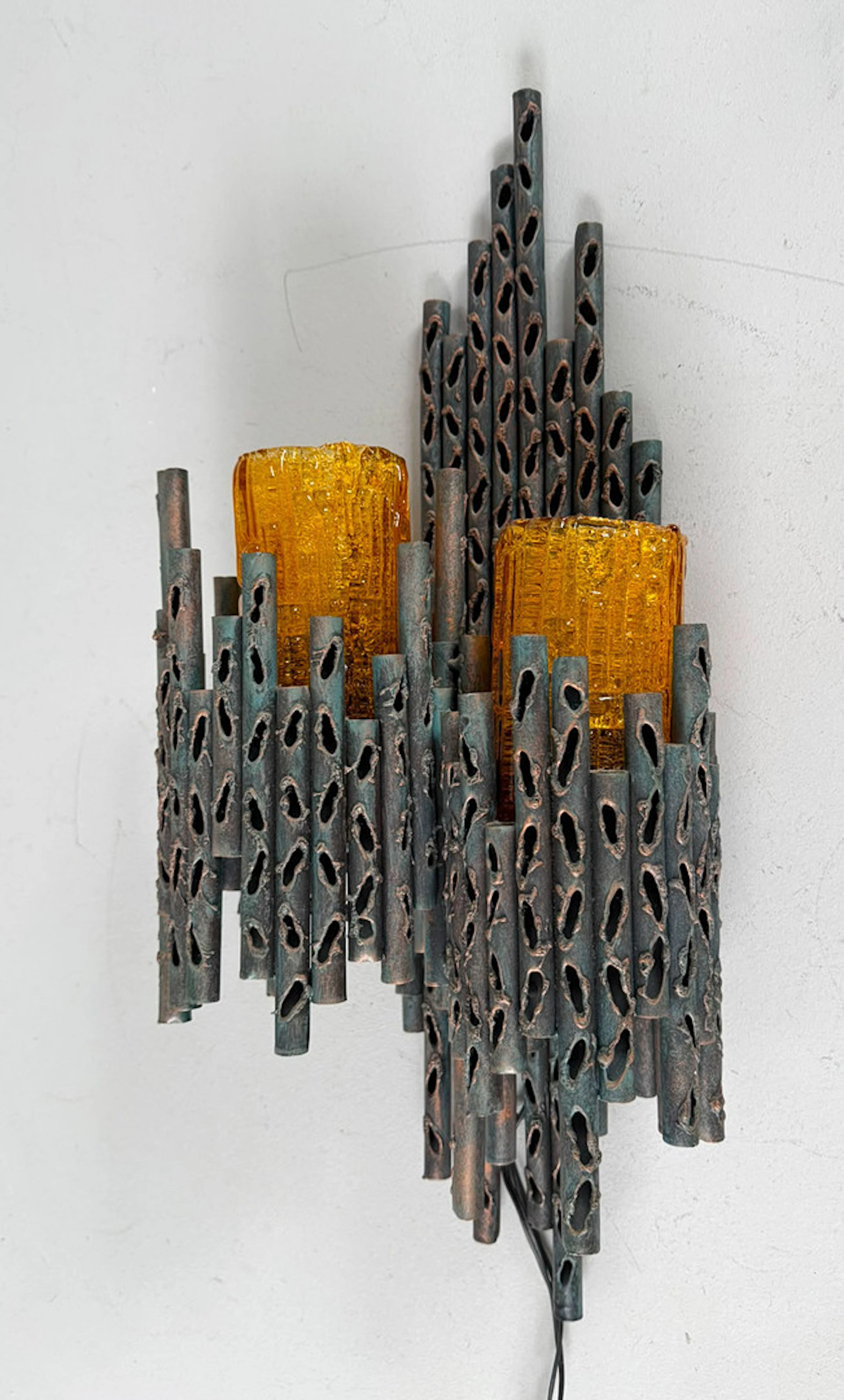 MARCELLO FANTONI. Brutalistische Wandleuchte/Wandlampe, Italien, 1970er Jahre.
