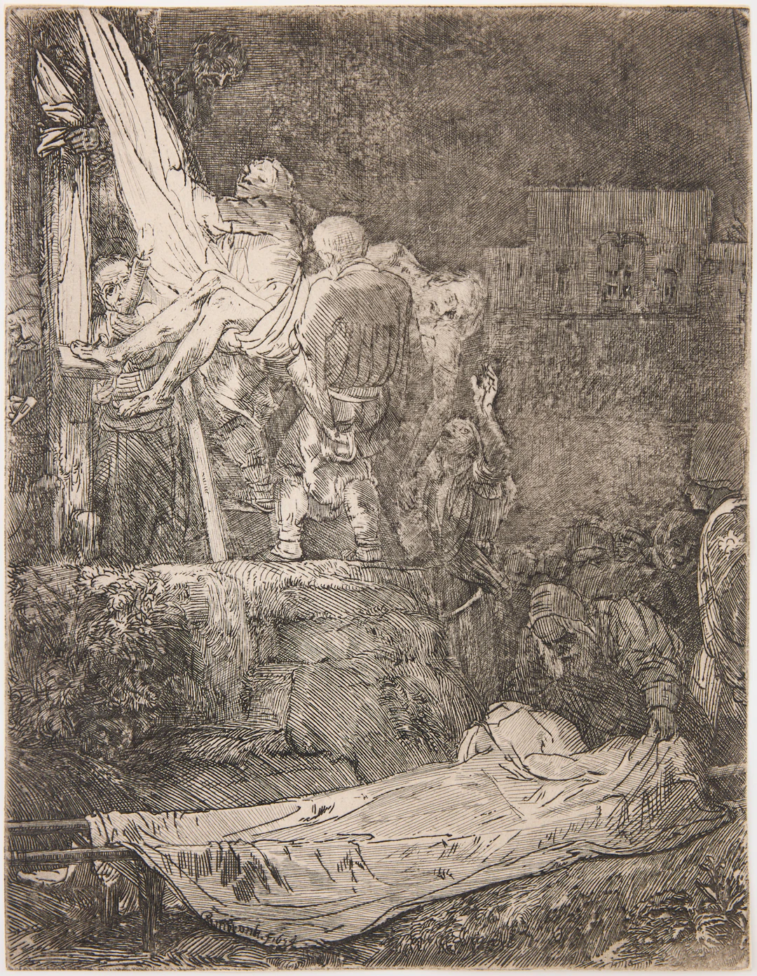 REMBRANDT VAN RIJN. "The Descent from the Cross by Torchlight.".