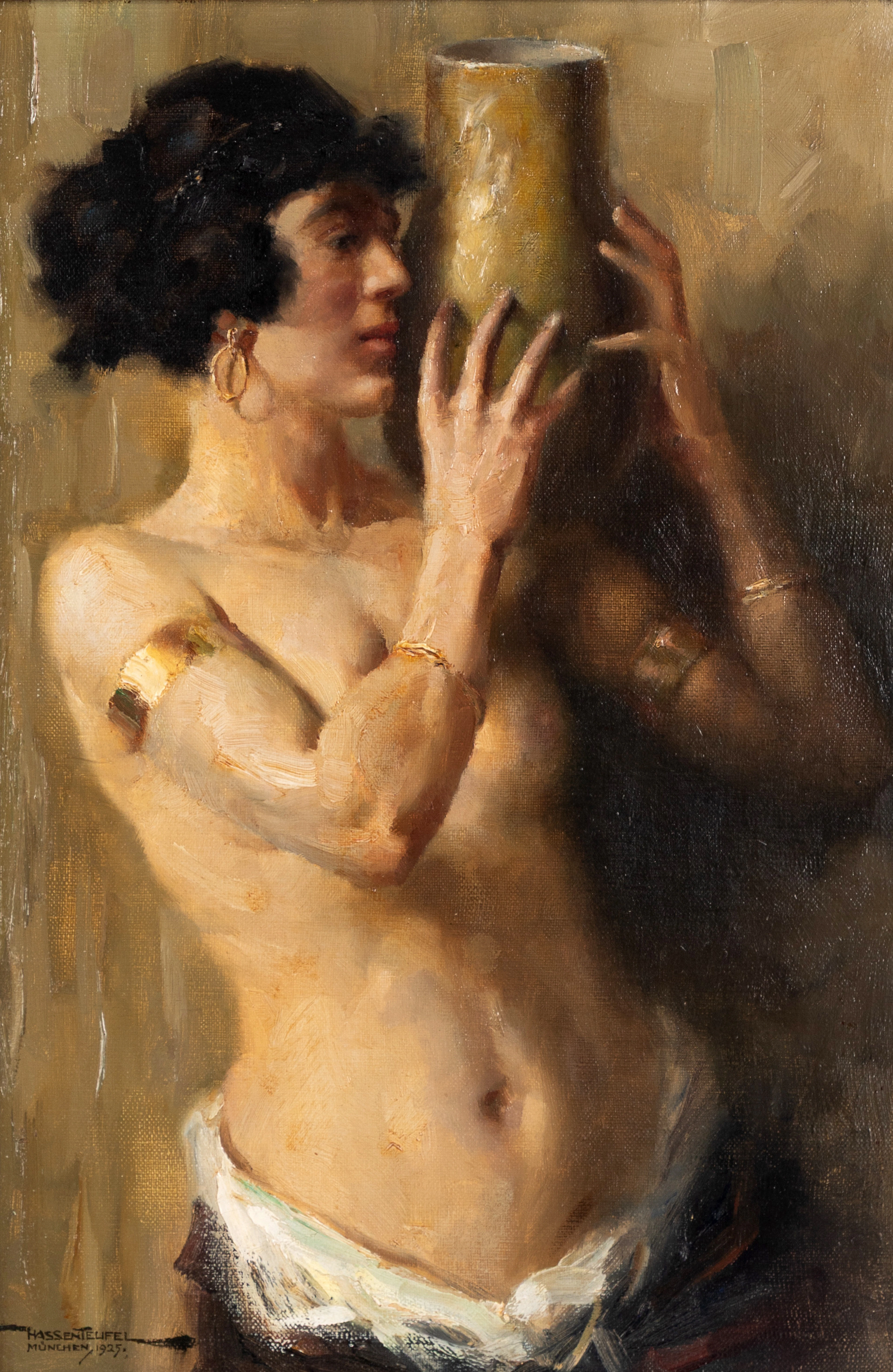 HANS HASSENTEUFEL (1887-1943). Orientalin mit Vase.