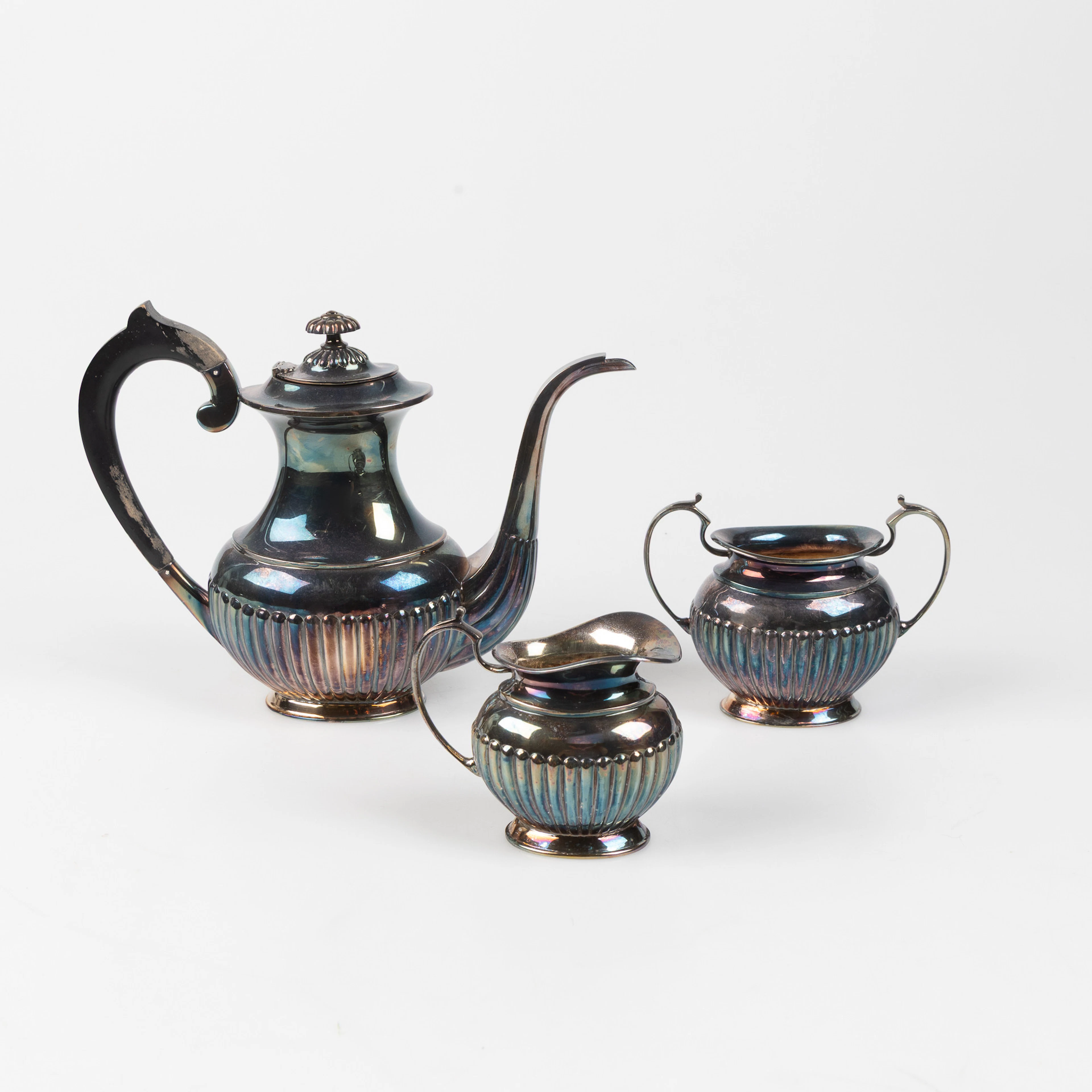 KAFFESERVIS, 3 delar, silver, 835, gustaviansk stil.
