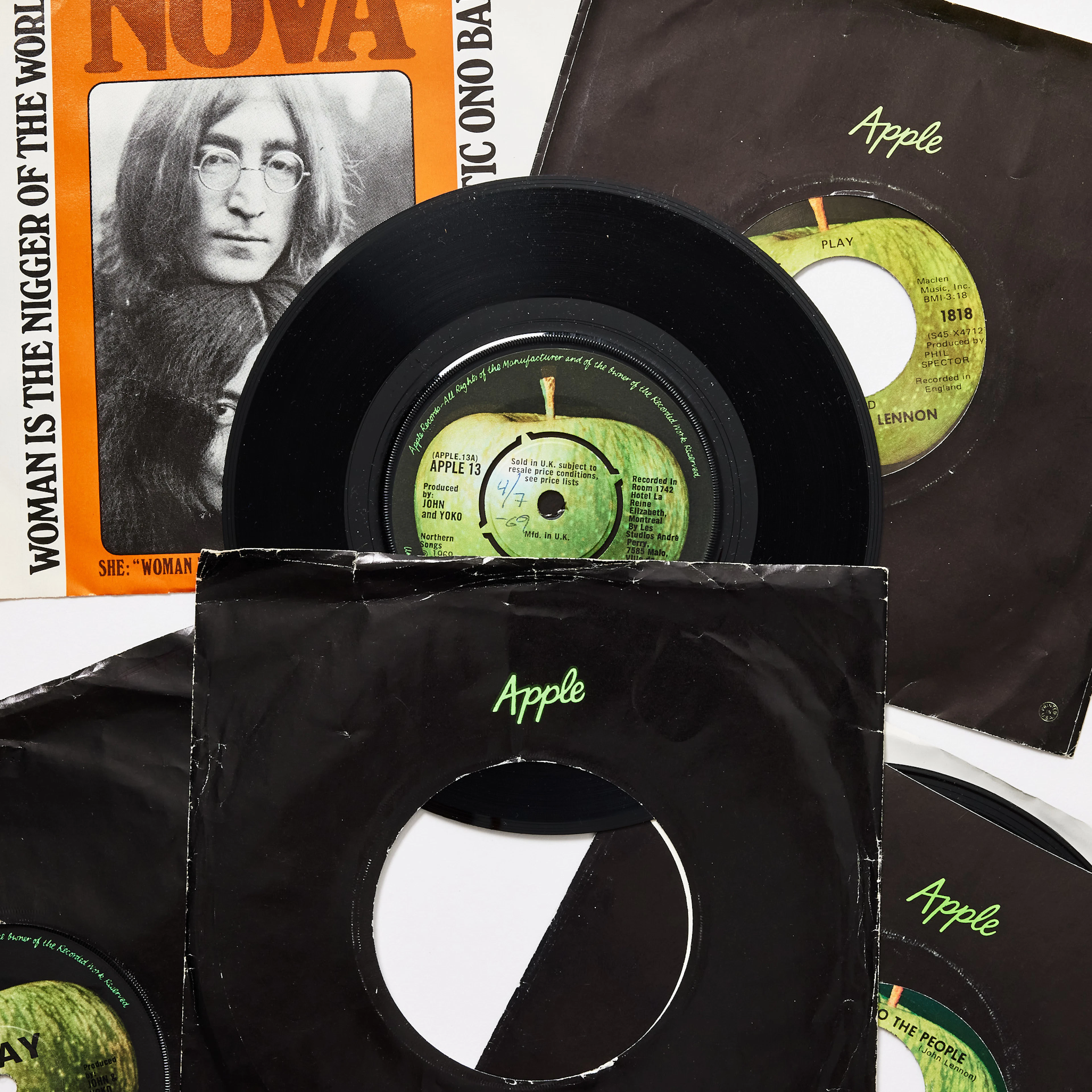 PLASTIC ONO BAND, John Lennon och Yoko Ono, singlar 5 stycken varav