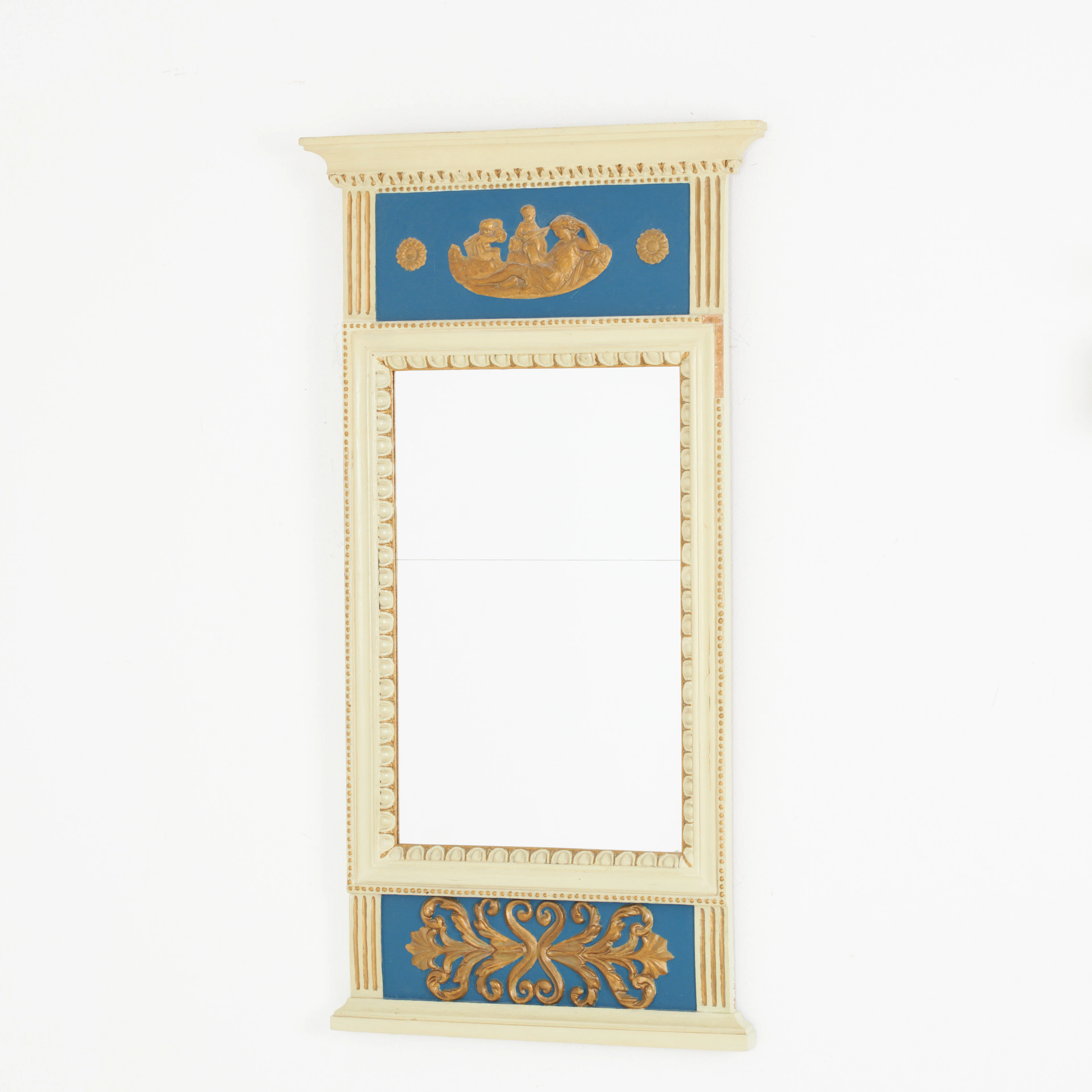 SPEGEL, sengustaviansk stil, skuren dekor, pastellage, tvådelat spegelglas.