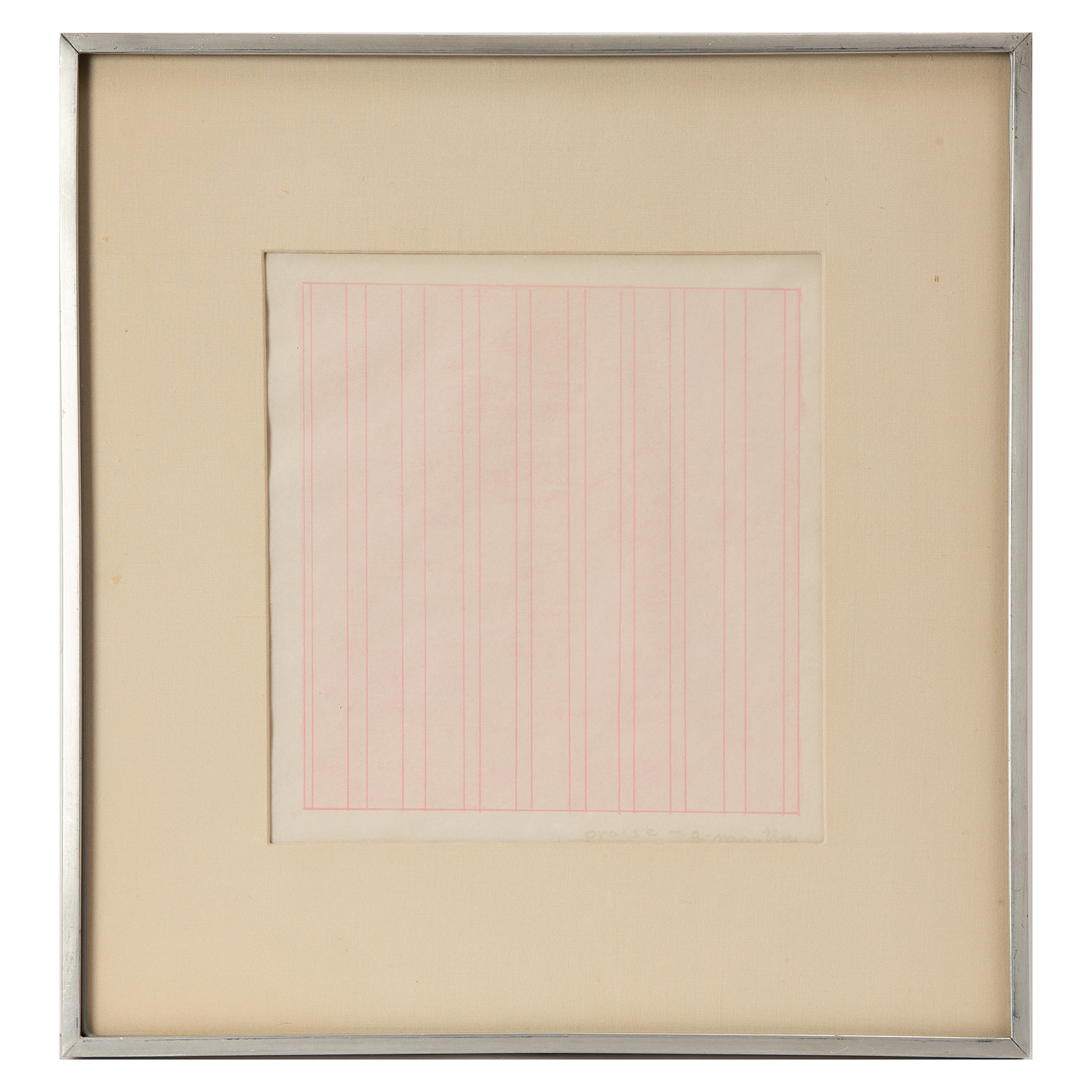 AGNES MARTIN (USA 1912 – 2004). "Praise" (from Rubber Stamp Portfolio).