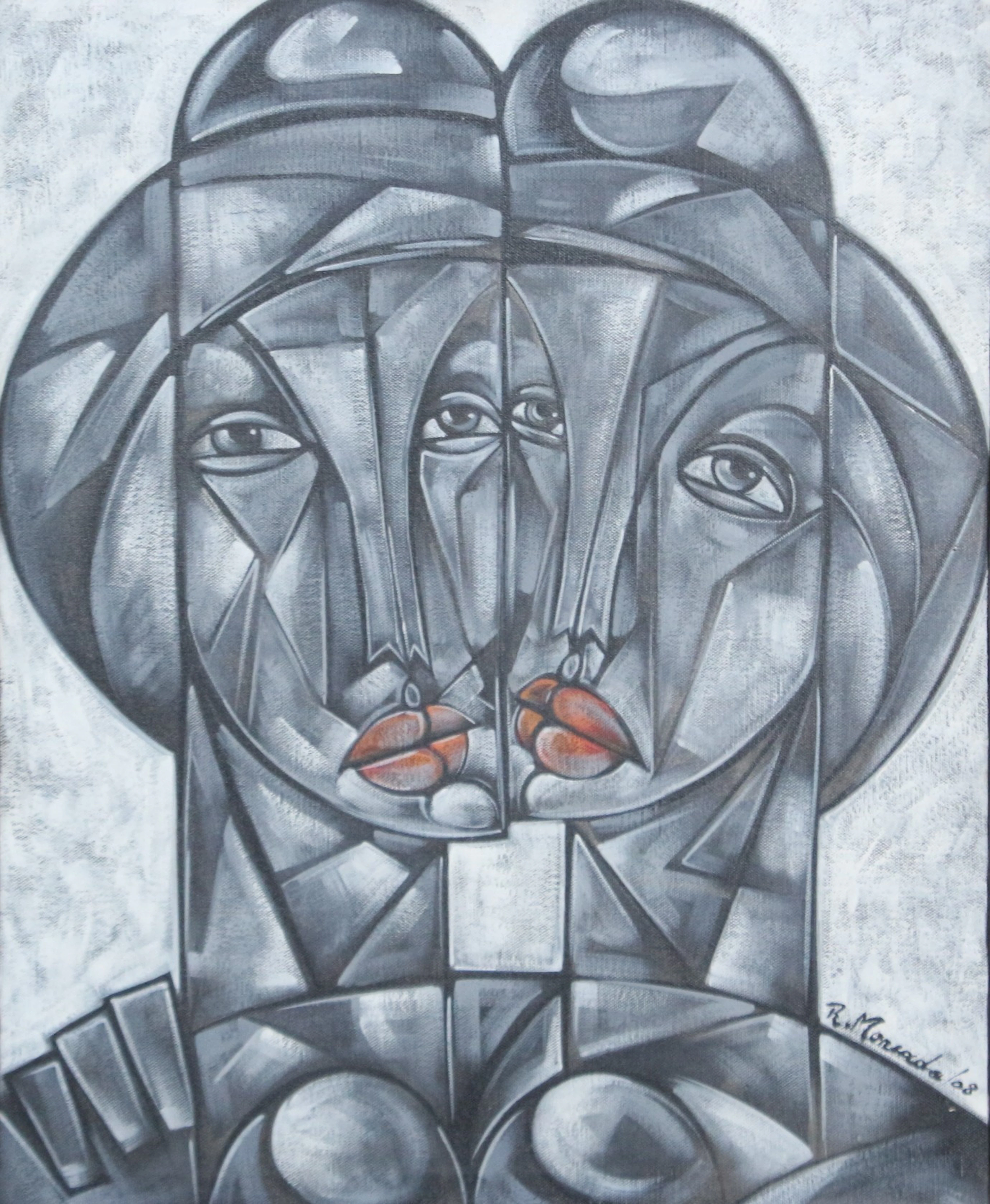 RENE MONCADA (1943). Öl auf Leinwand, '' Juntes '' (2008).