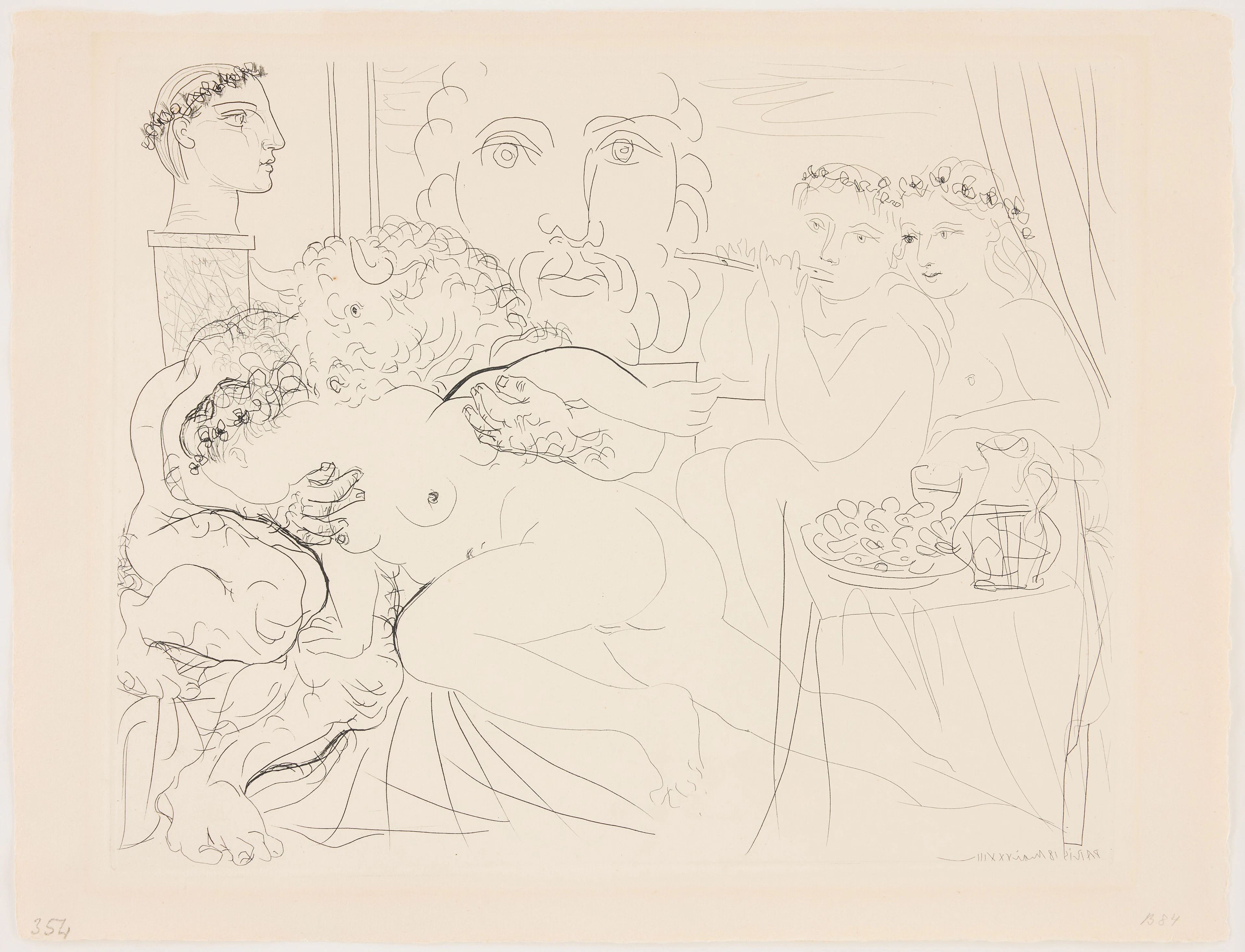 PABLO PICASSO. ”Minotaure caressant une femme” from ”La Suite Vollard”.