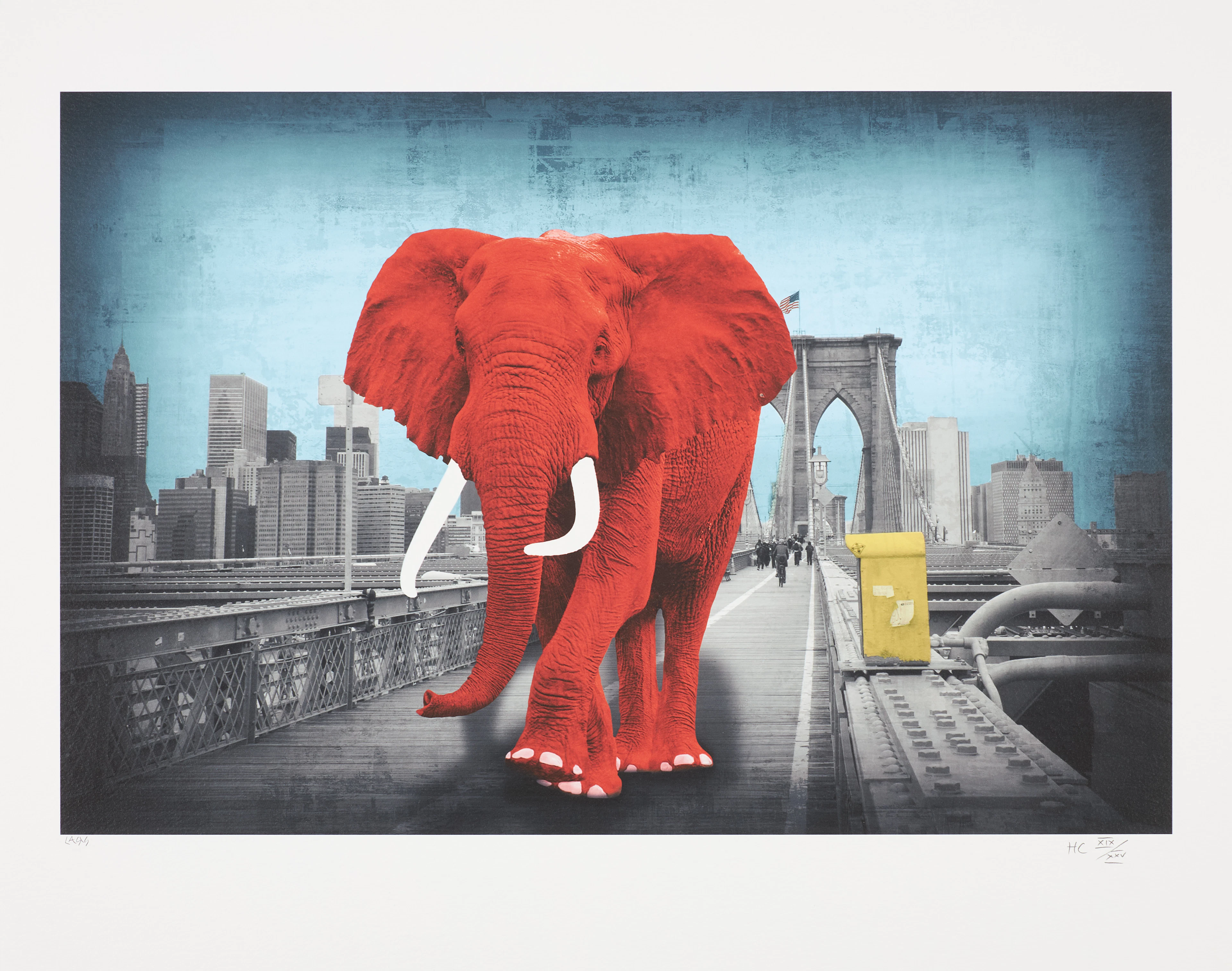LARS TUNEBO. "Tripping on Brooklyn Bridge", plantryck, signerad och