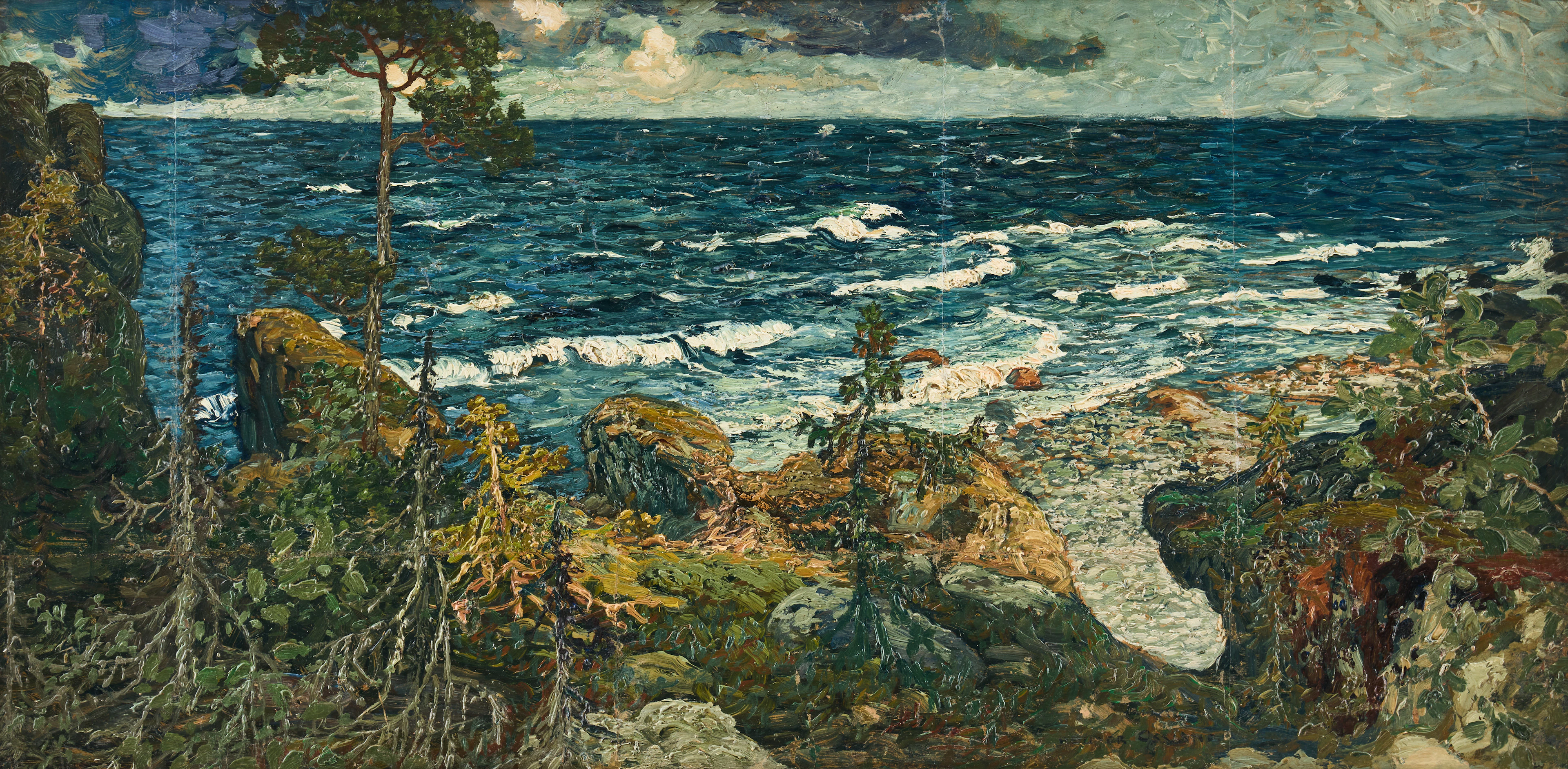 HELMER OSSLUND. Afton vid havet, Ångermanland /"Abend am Meer (Ångermanland)".