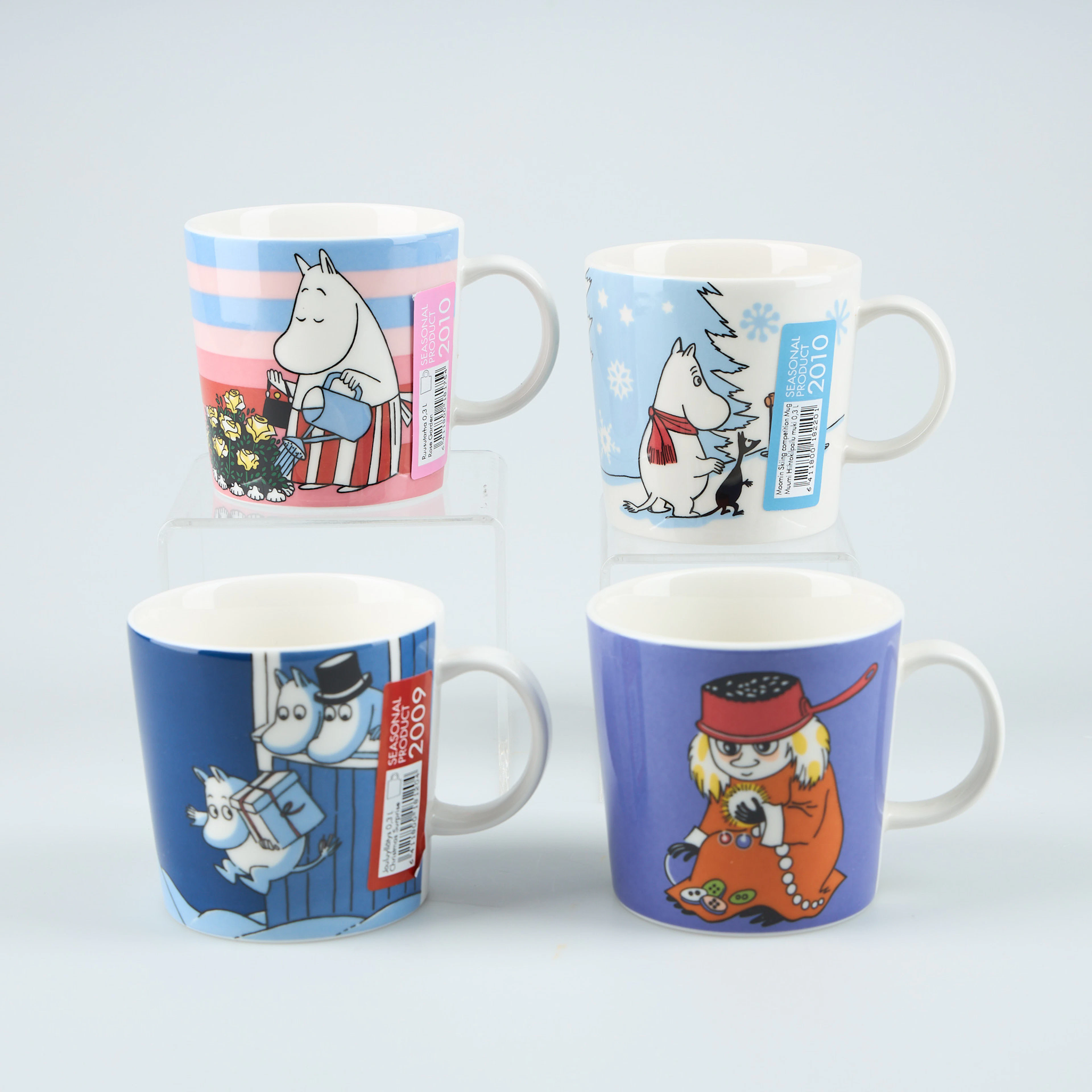 MUMINMUGGAR, 4 st. Illustration Tove Jansson, design Tove Slotte.
