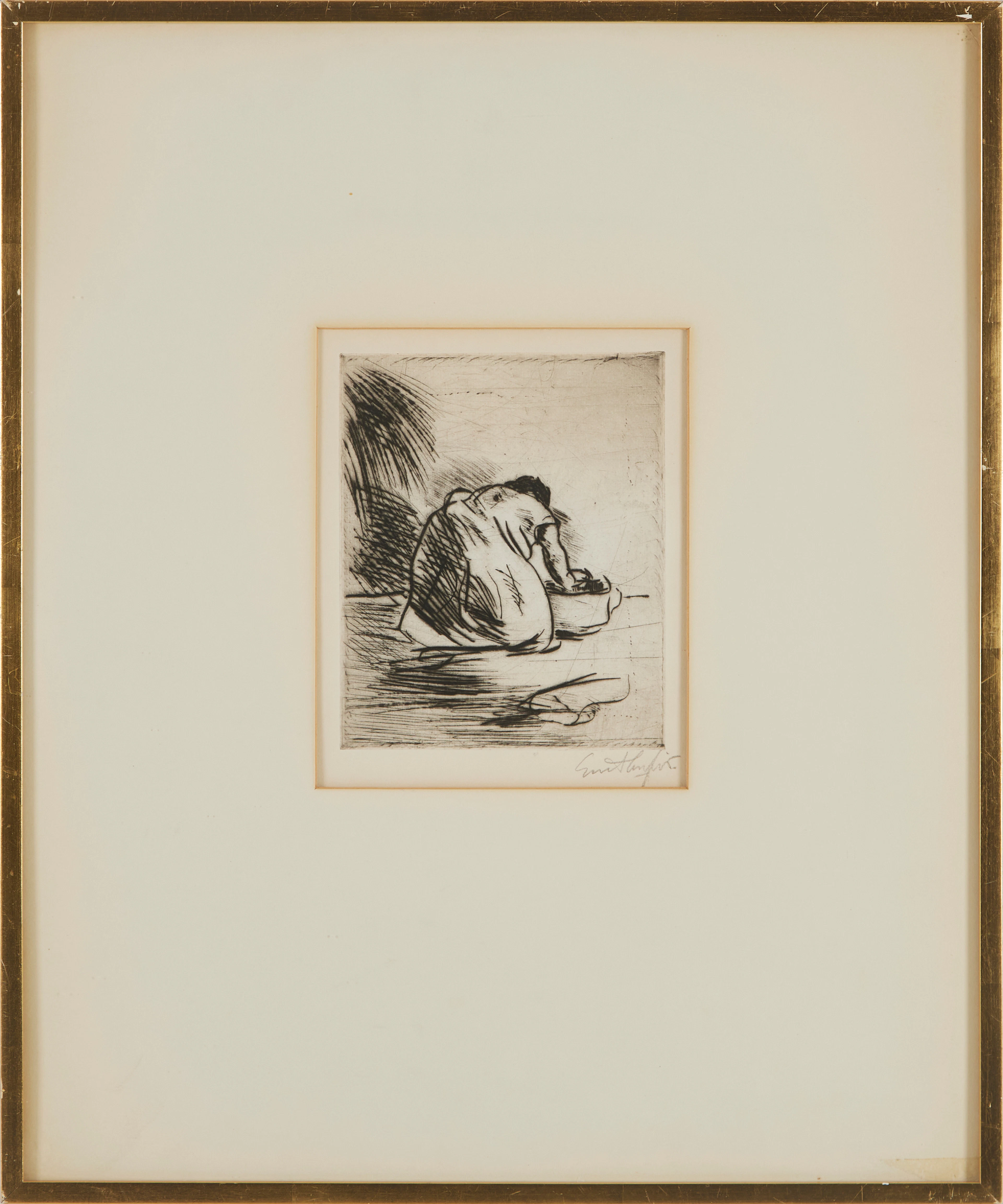 EVERT LUNDQUIST (1904-1994). Figurscen, etsning, 1968.