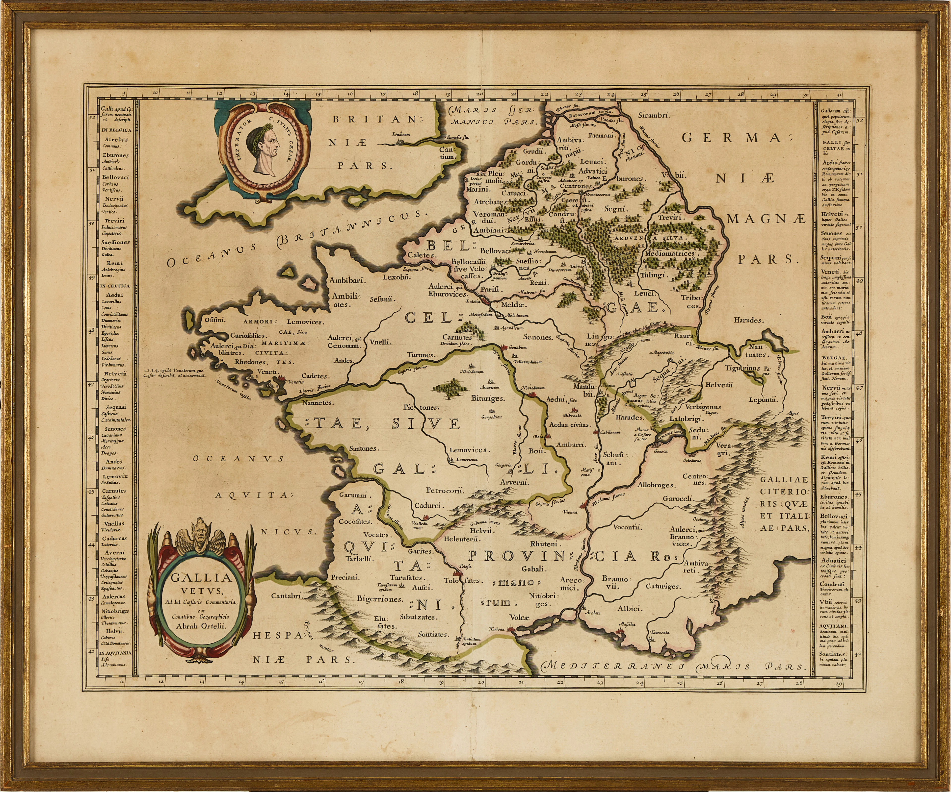 KARTA ÖVER FRANKRIKE, ORTELIUS GALLIA VETUS, ca 1590-1610.