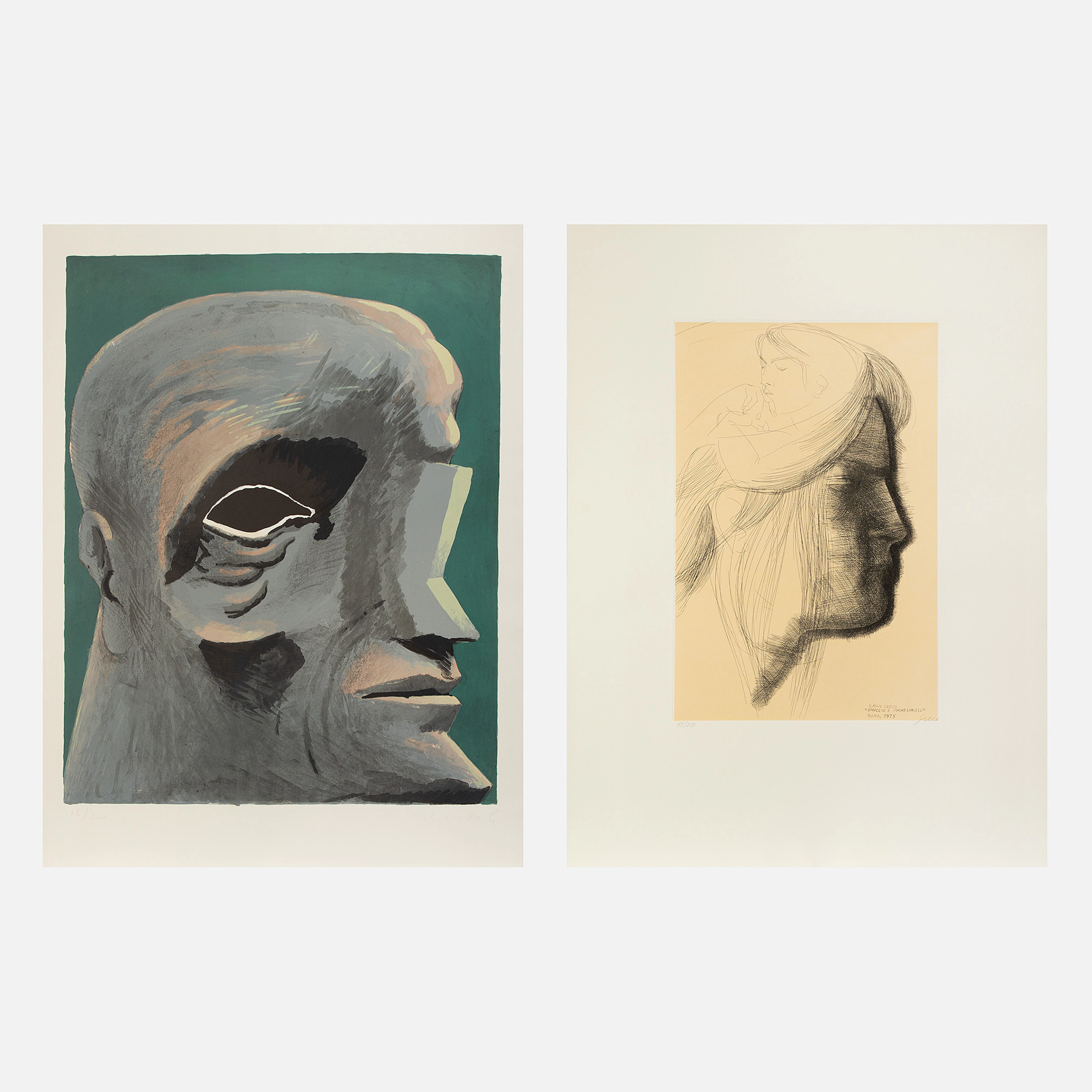 EMILIO GRECO & HORTS ANTES. "Omaggio a Michelangelo", etsning och