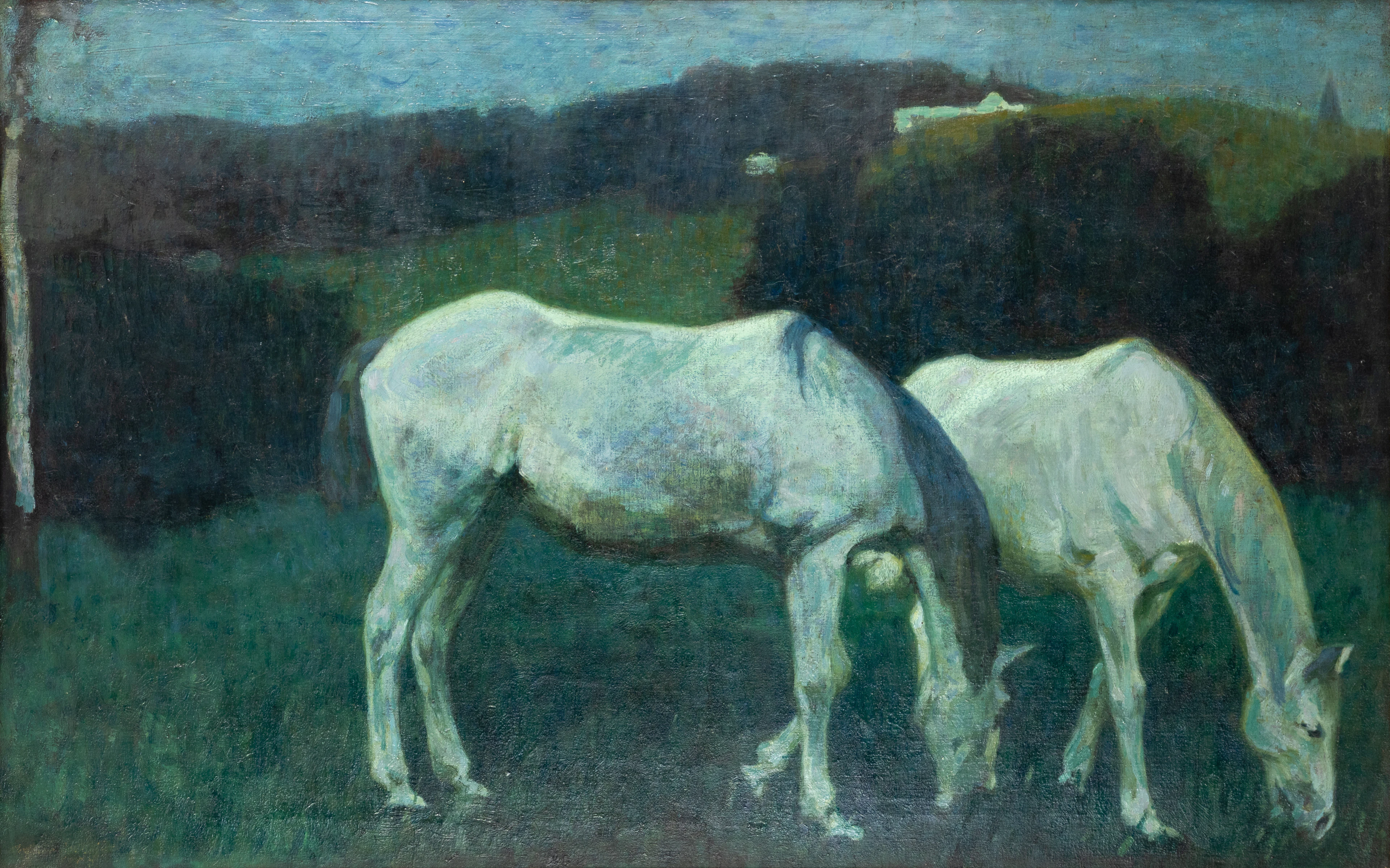 ARTHUR ILLIES (1870-1952). Grasender Schimmel.