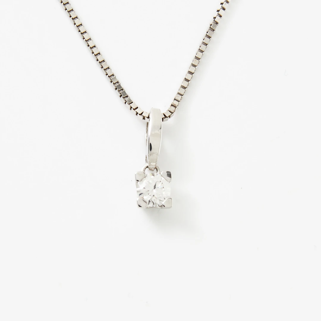 HÄNGE, briljant ca 0,25 ct., KEDJA, 18 k vitguld, venetiansk, Vicenza/Italien.