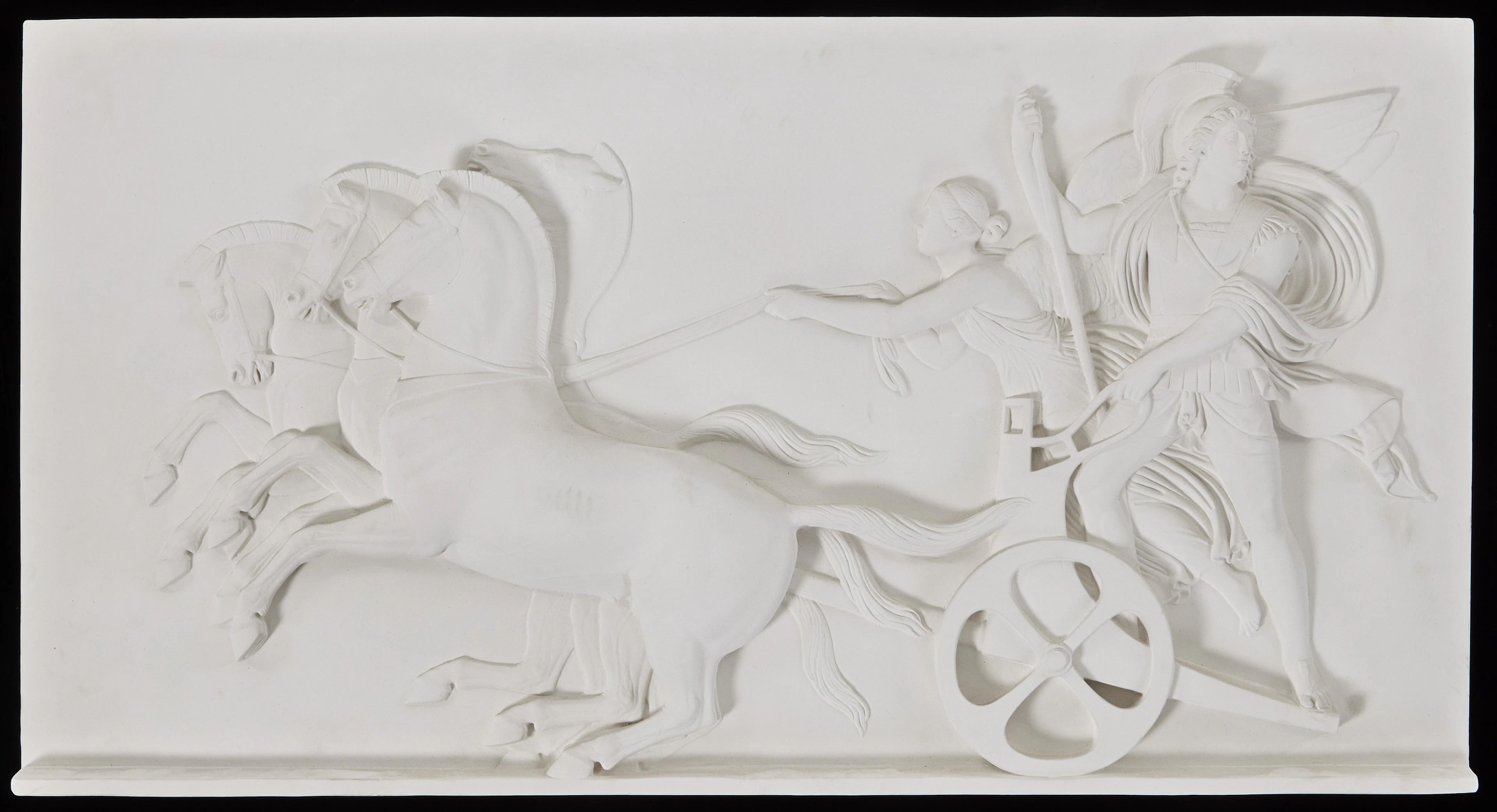 RELIEF, efter Bertel Thorvaldsen, Alexander den store i sin triumfvagn, gips.