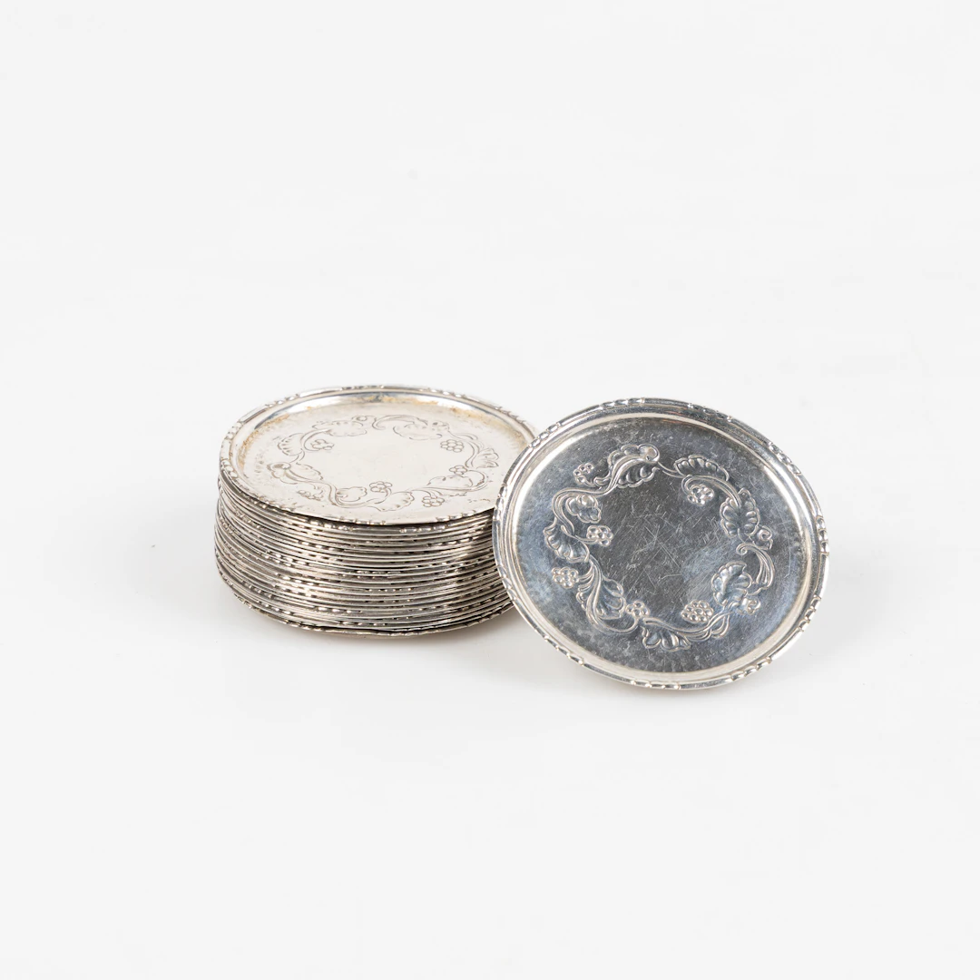COASTERS, 22 st, sterlingsilver, dessin 51, Georg Jensen, Danmark.