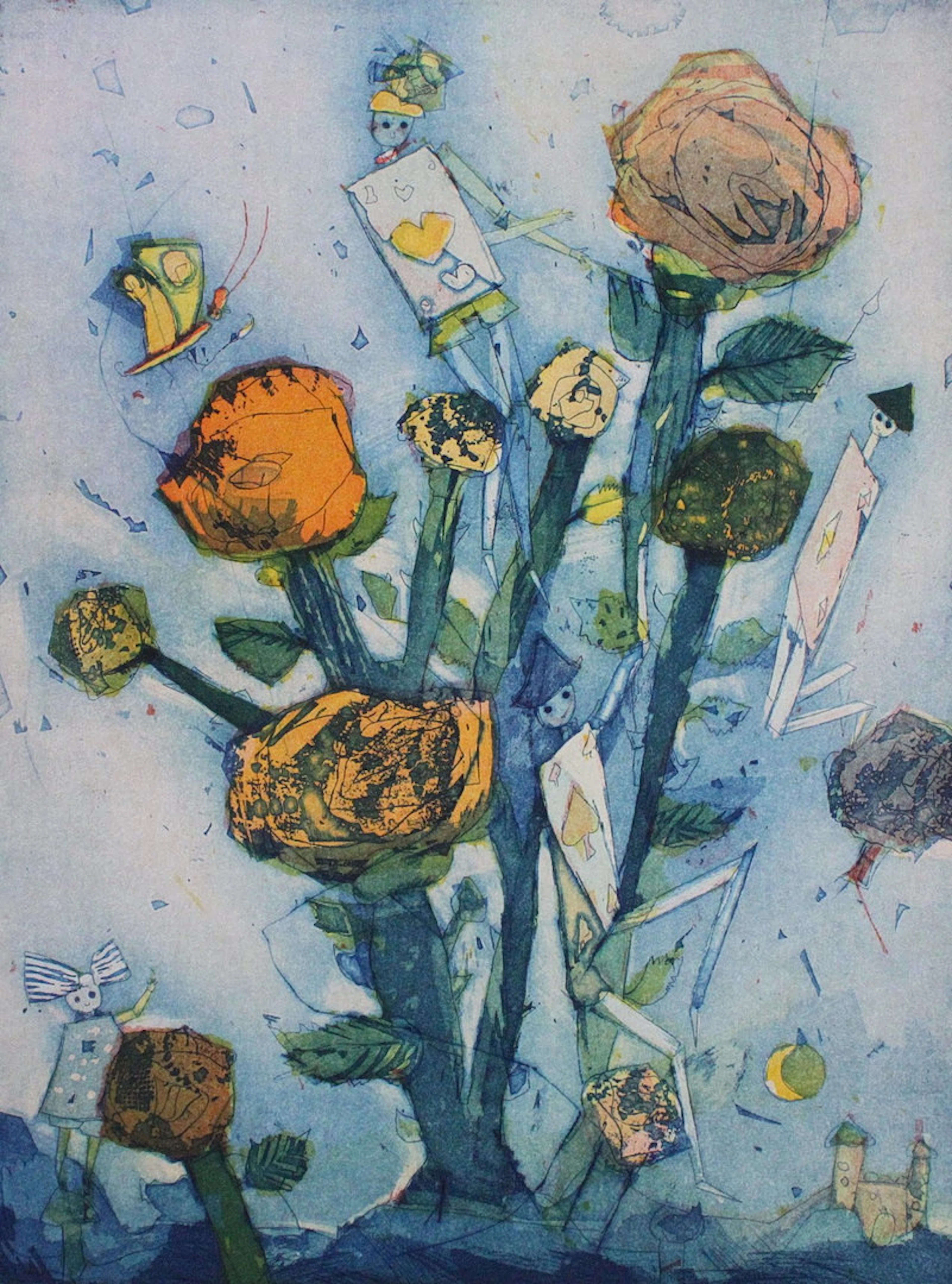 GERHARD HOFFMANN (1957). Farblithografie, '' Alice im Wunderland ''