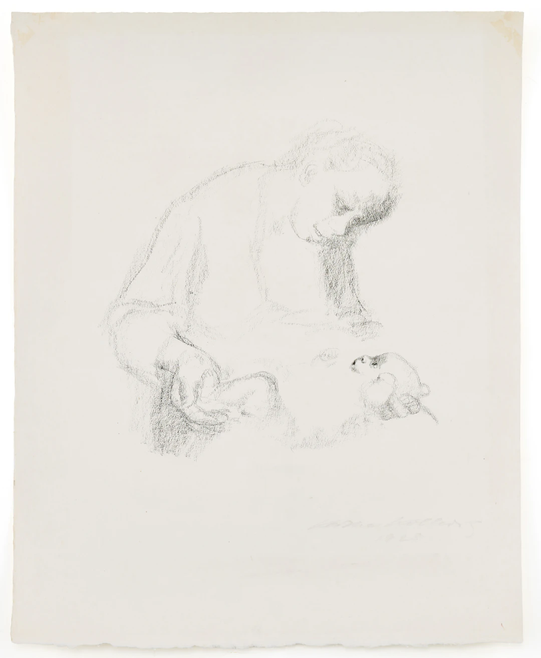 KÄTHE KOLLWITZ. "Junge Mutter mit Säugling".