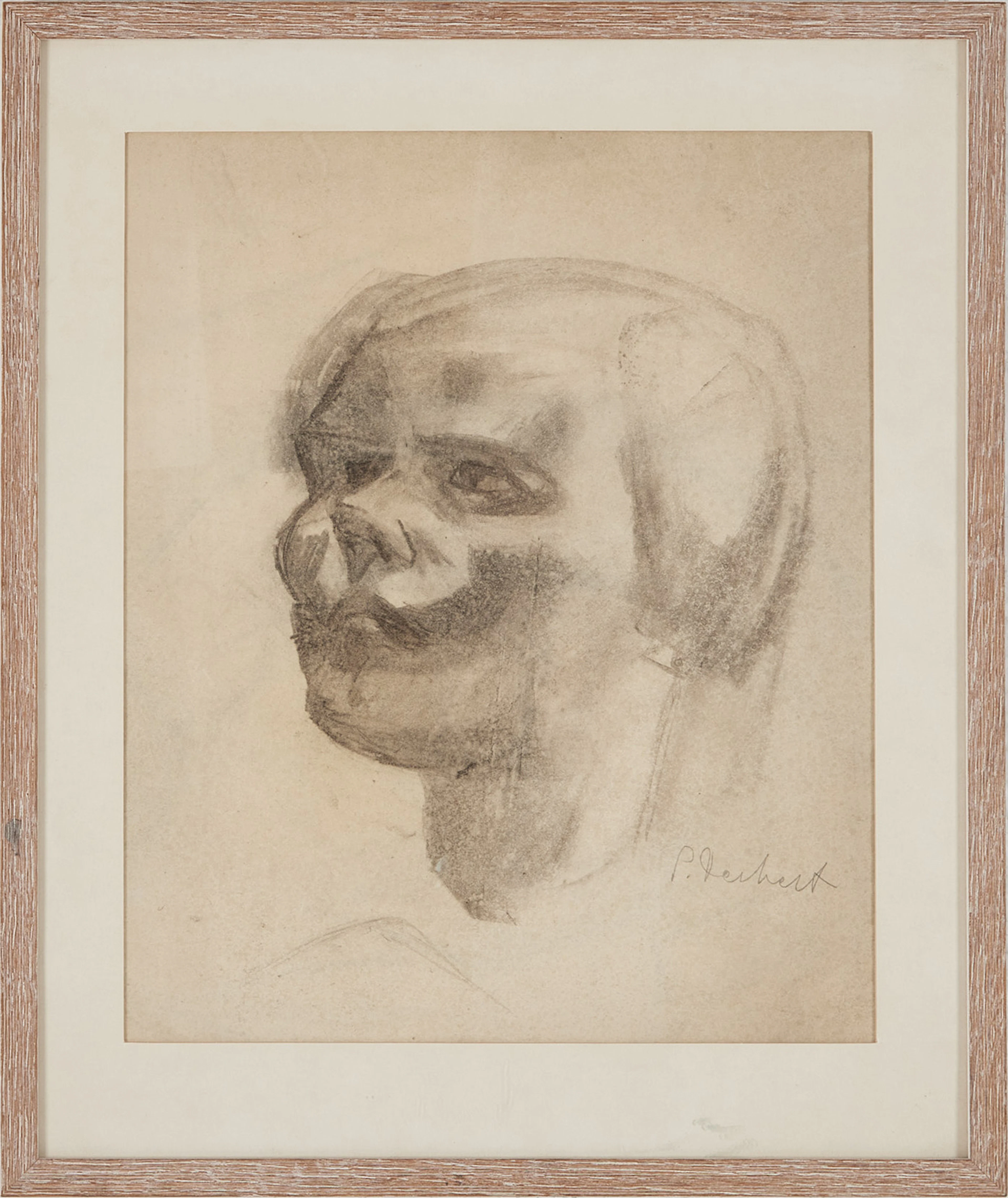 SIRI DERKERT. Barnporträtt, teckning, signerad S. Derkert.
