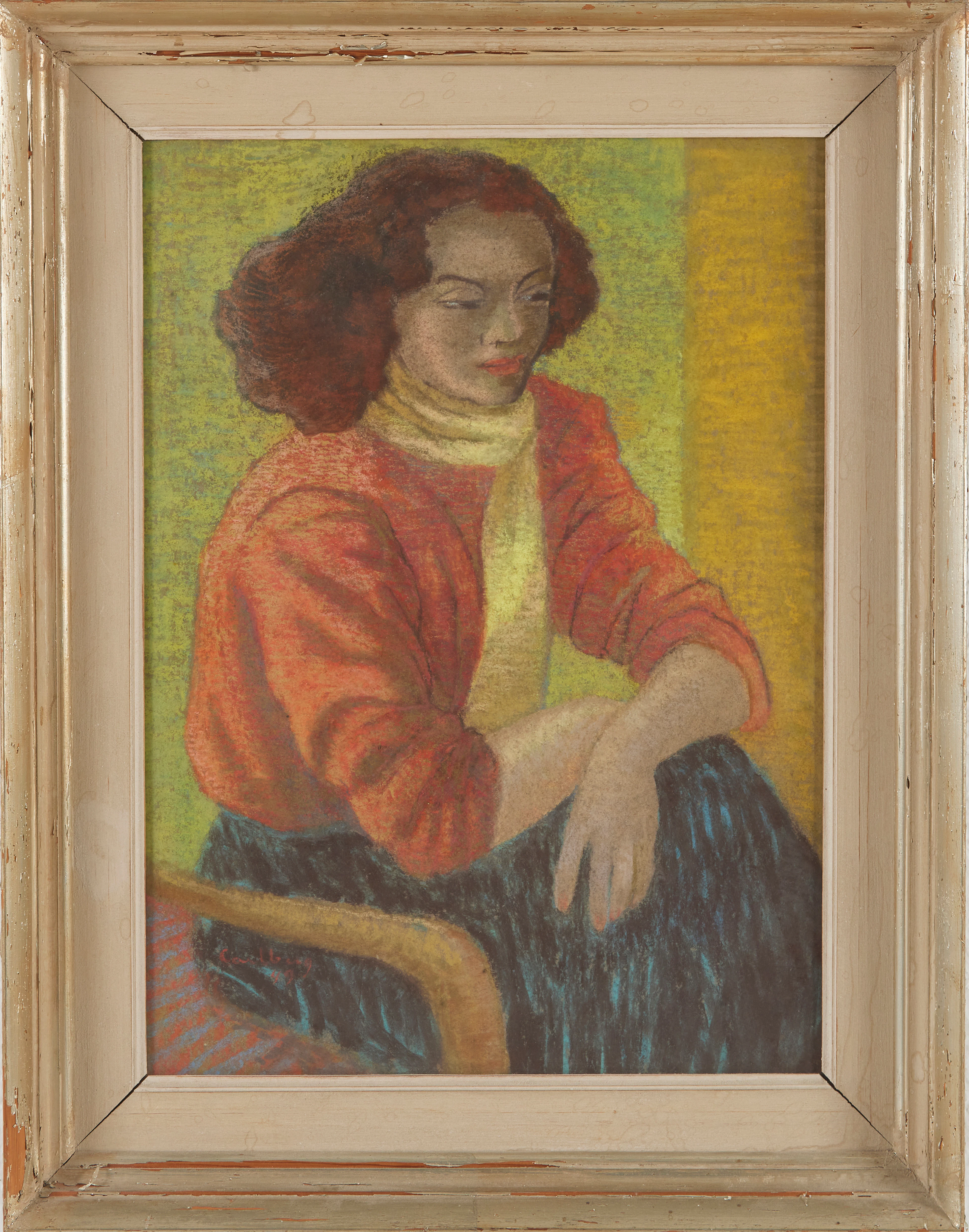 BENGT CARLBERG. Porträtt, pastell, signerad och daterad -49.