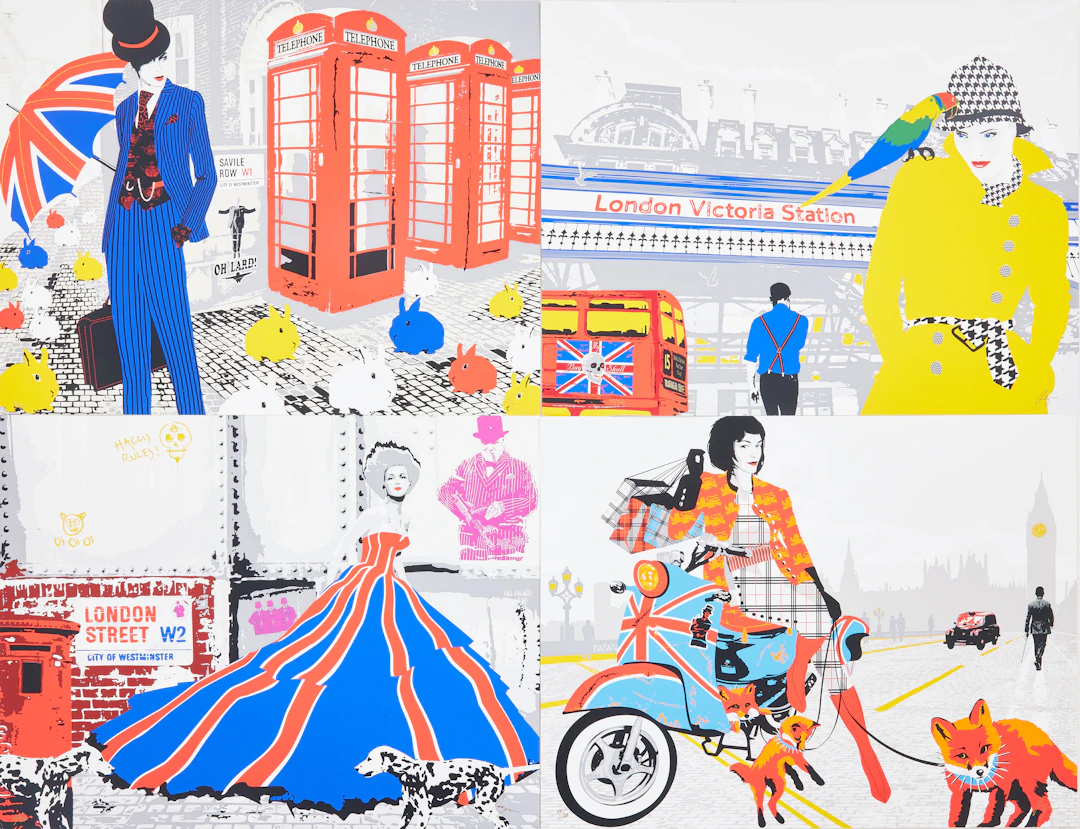 RICHARD RYAN. Mapp med 4 seriegrafier, "London by Ryan", signerade
