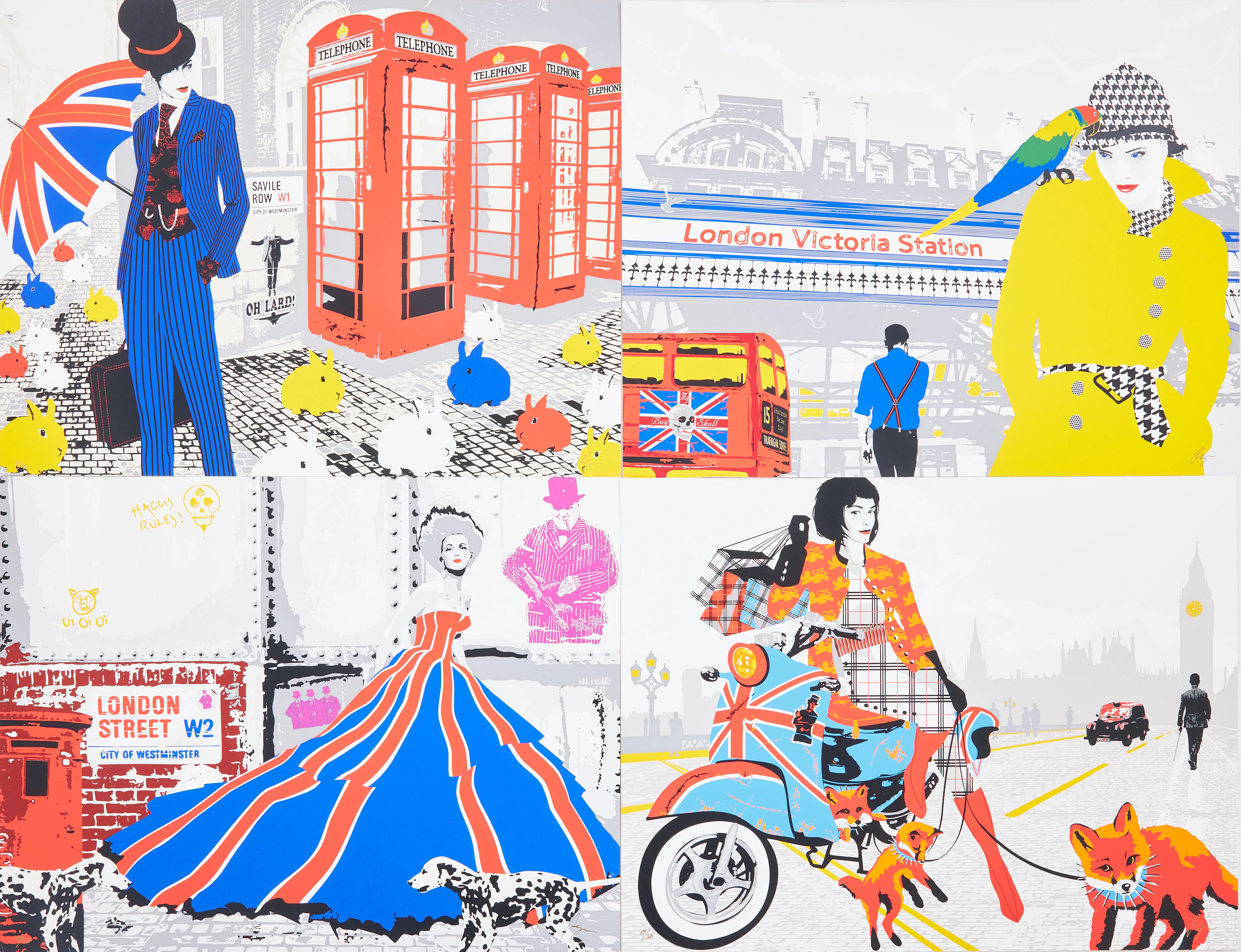 RICHARD RYAN. Mapp med 4 seriegrafier, "London by Ryan", signerade