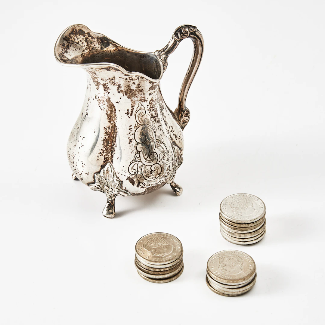 GRÄDDKANNA, silver Christopher Creutz, Stockholm 1861, 22 st. 2-KRONOR