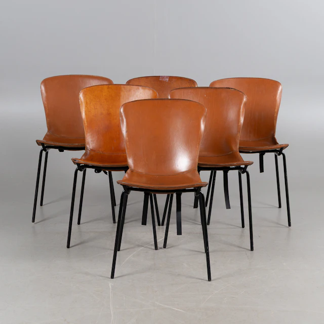 AXEL BJURSTRÖM. Stolar, 6 st, "Hammock", David design.