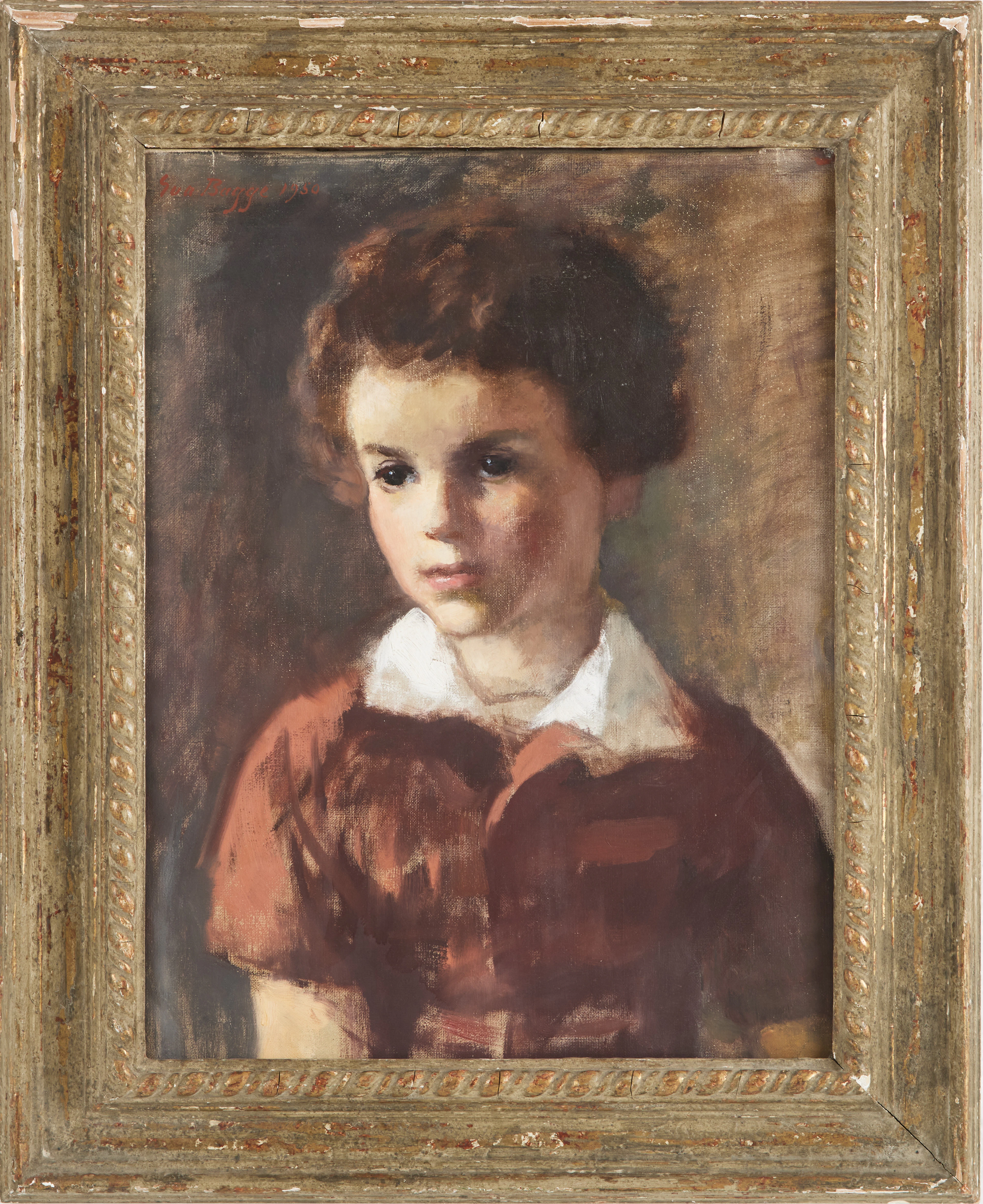EVA BAGGE. barnporträtt av Pierre Bovet (1878-1965), olja på duk