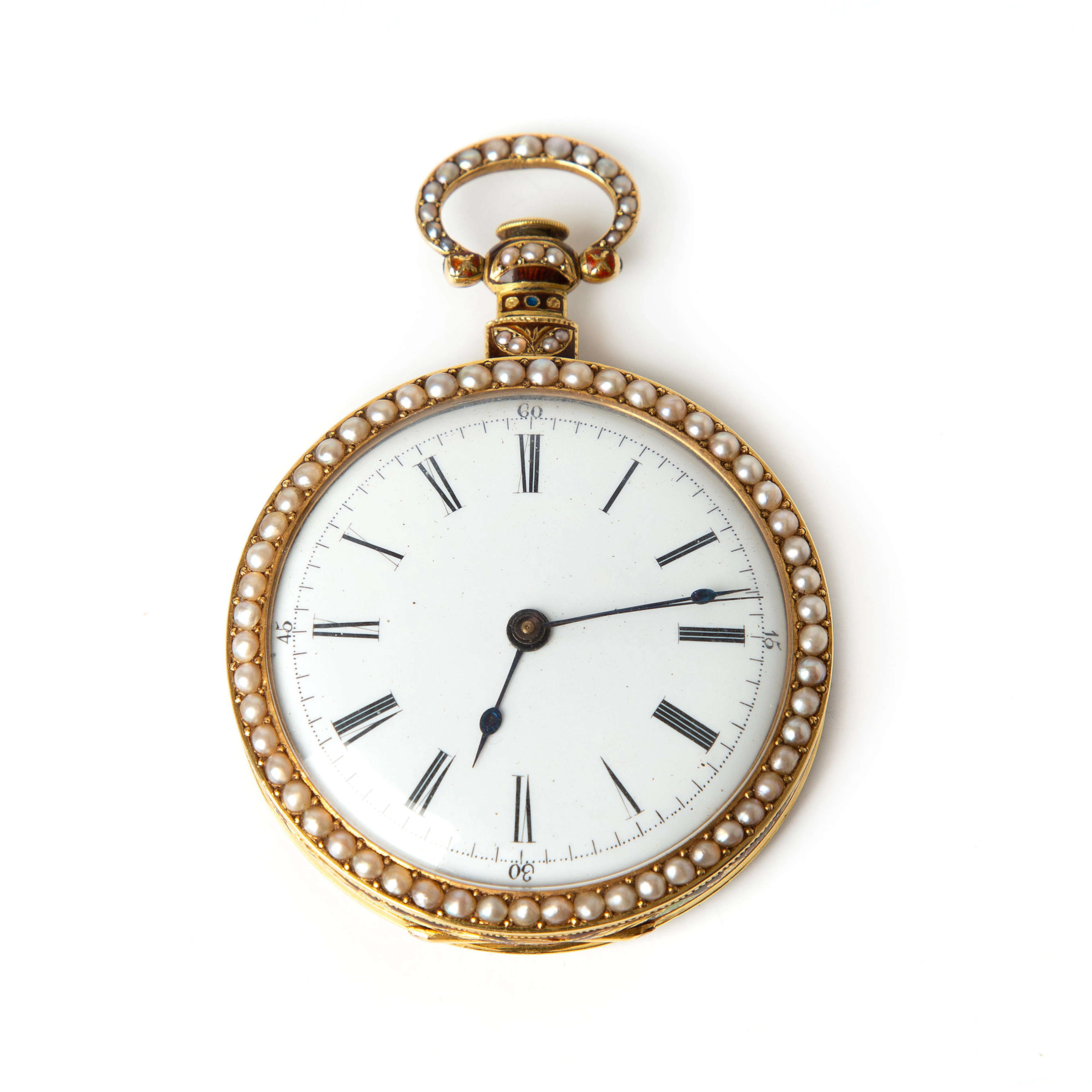 BOVET FLEURIER, fickur, 14K guld med emalj och halvpärlor, Schweiz