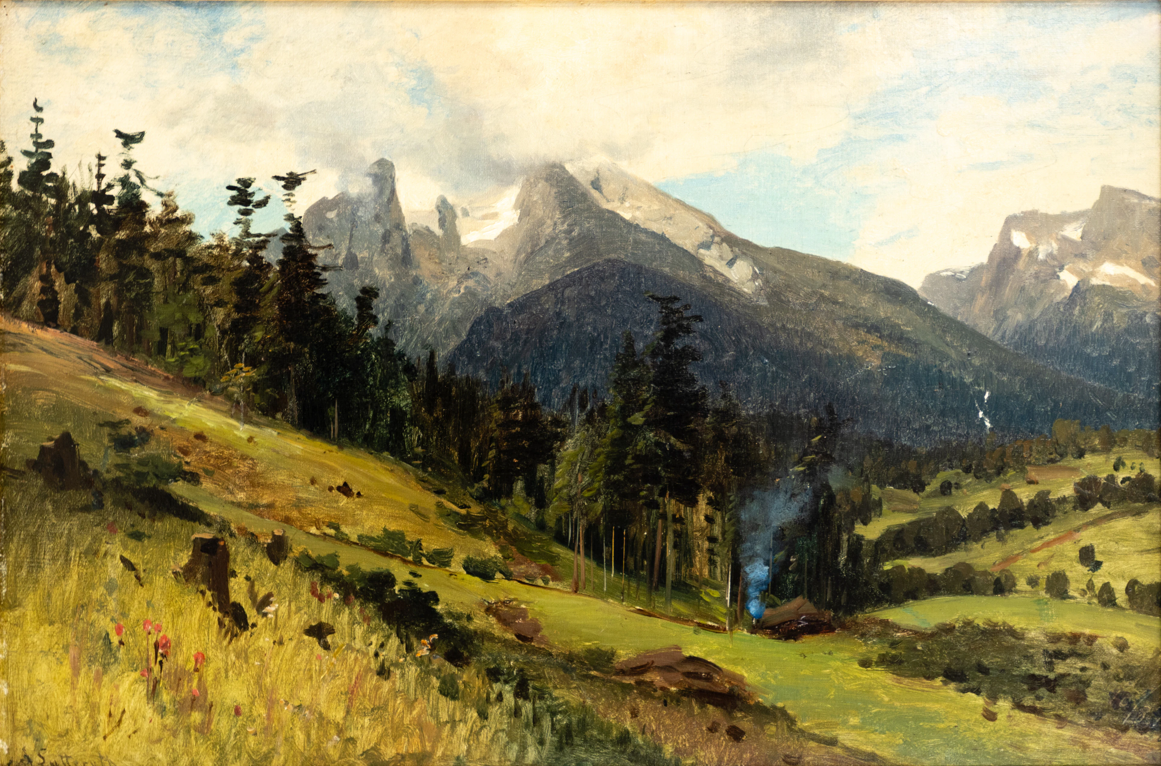 ASCAN LUTTEROTH (1842-1923). Berglandschaft mit Blick auf den Watzmann.