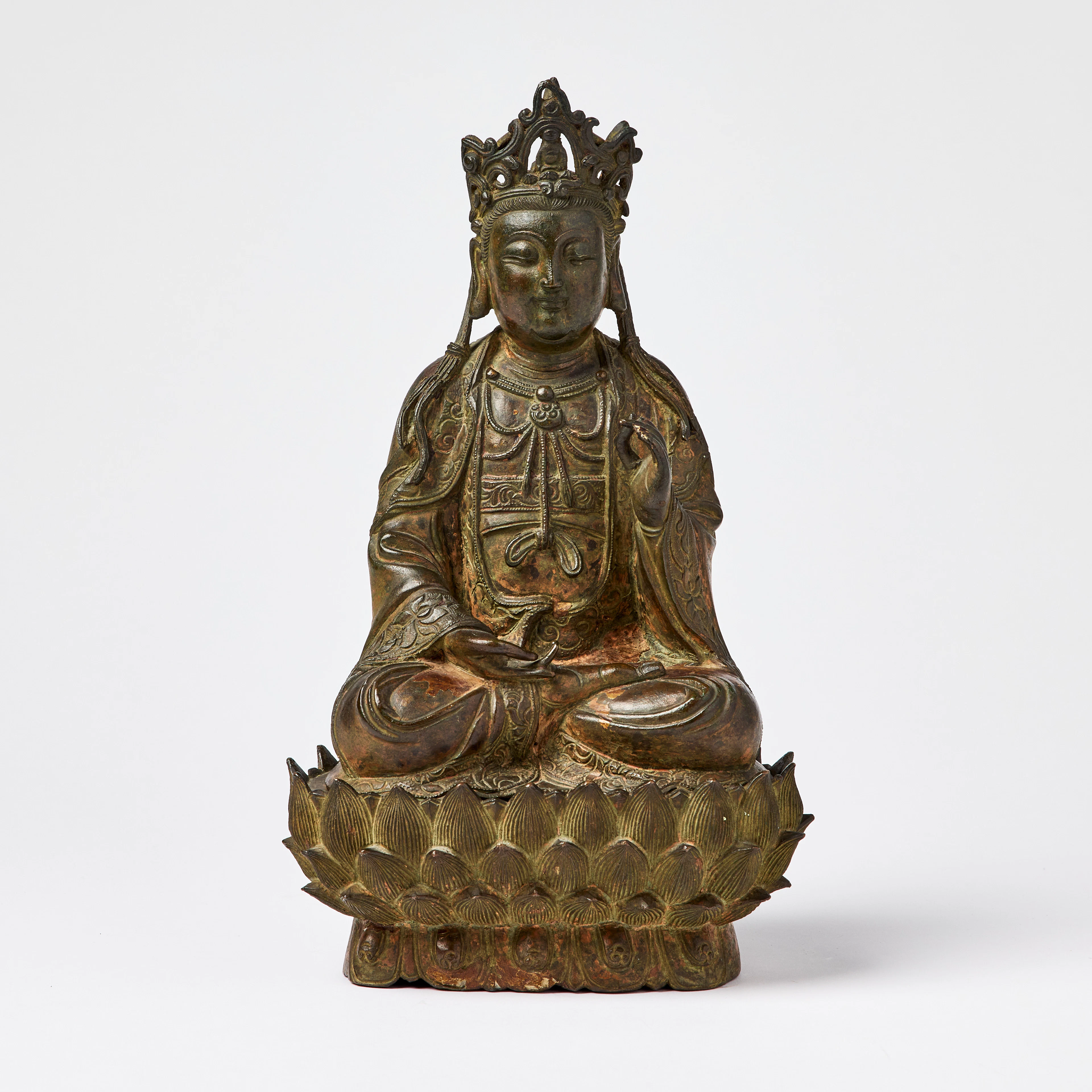 A Chinese Gilt Lacquered Bronze Guanyin.