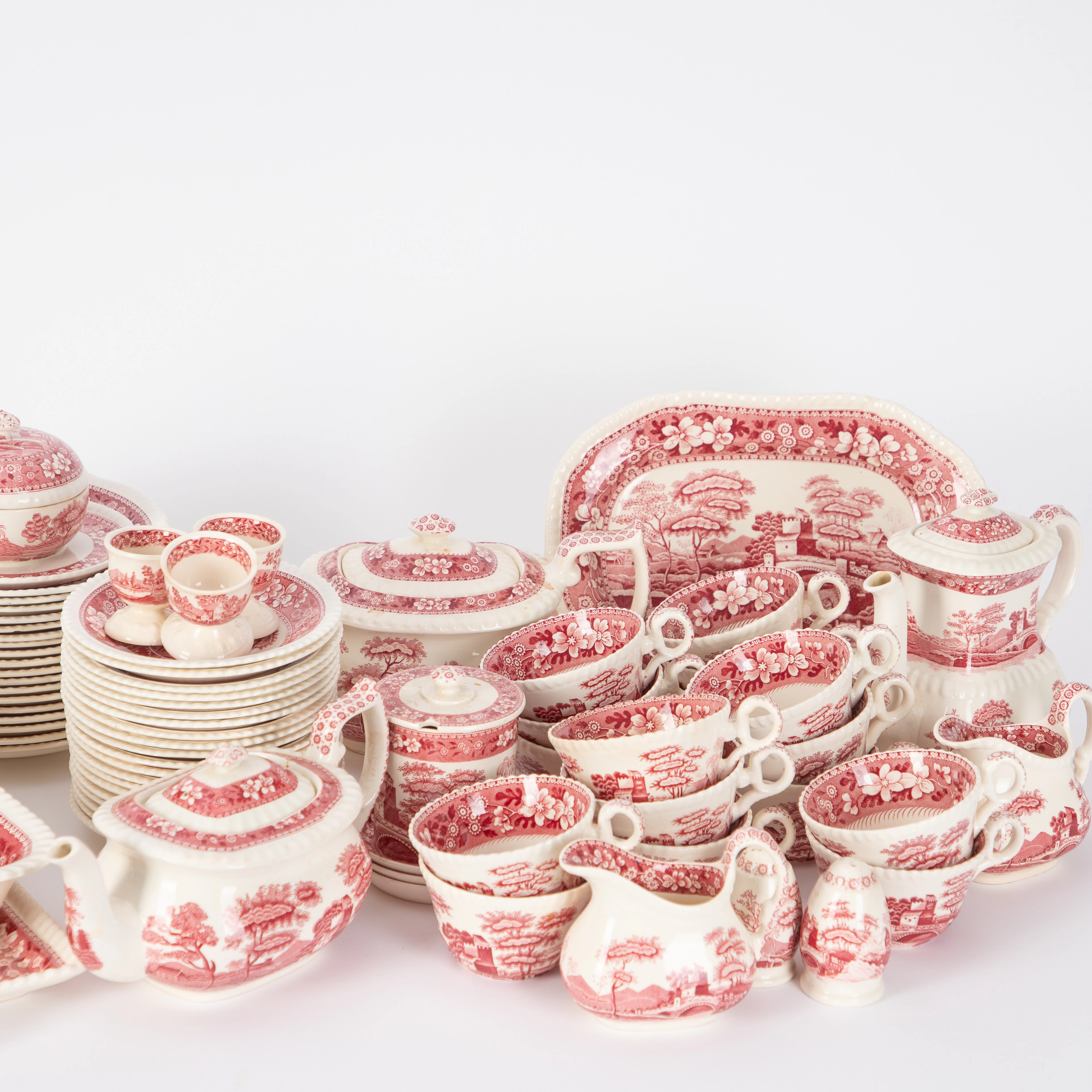 SPODE/COPELAND. Kaffee-, Teeservice ´Pink Tower`, Stoke on Trent