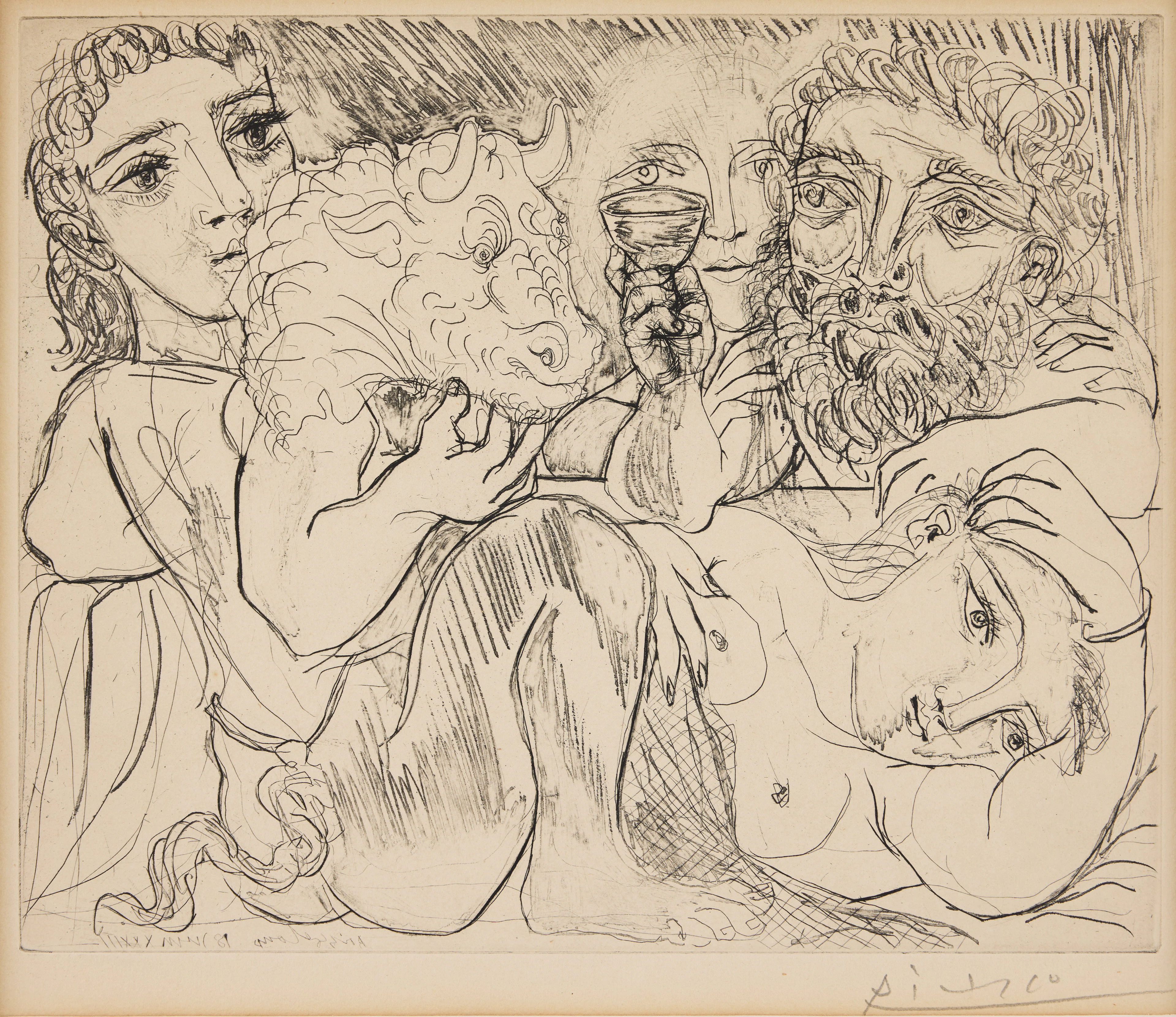 PABLO PICASSO. "Minotaur, Buveur et Femmes" from "La Suite Vollard".