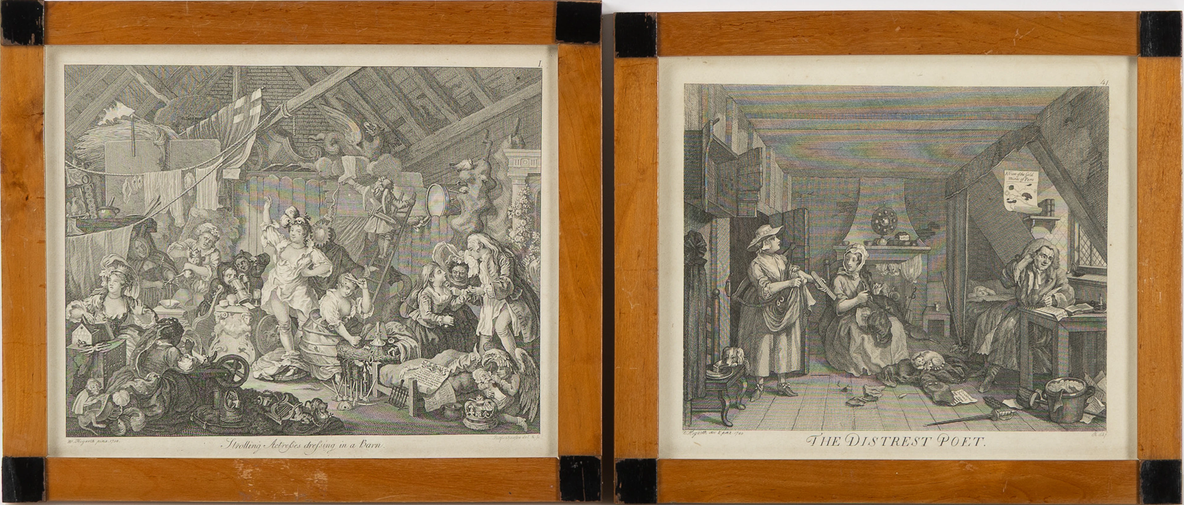 WILLIAM HOGARTH. EFTER. Gravyrer, 2 st, "Strolling Actresses derssing