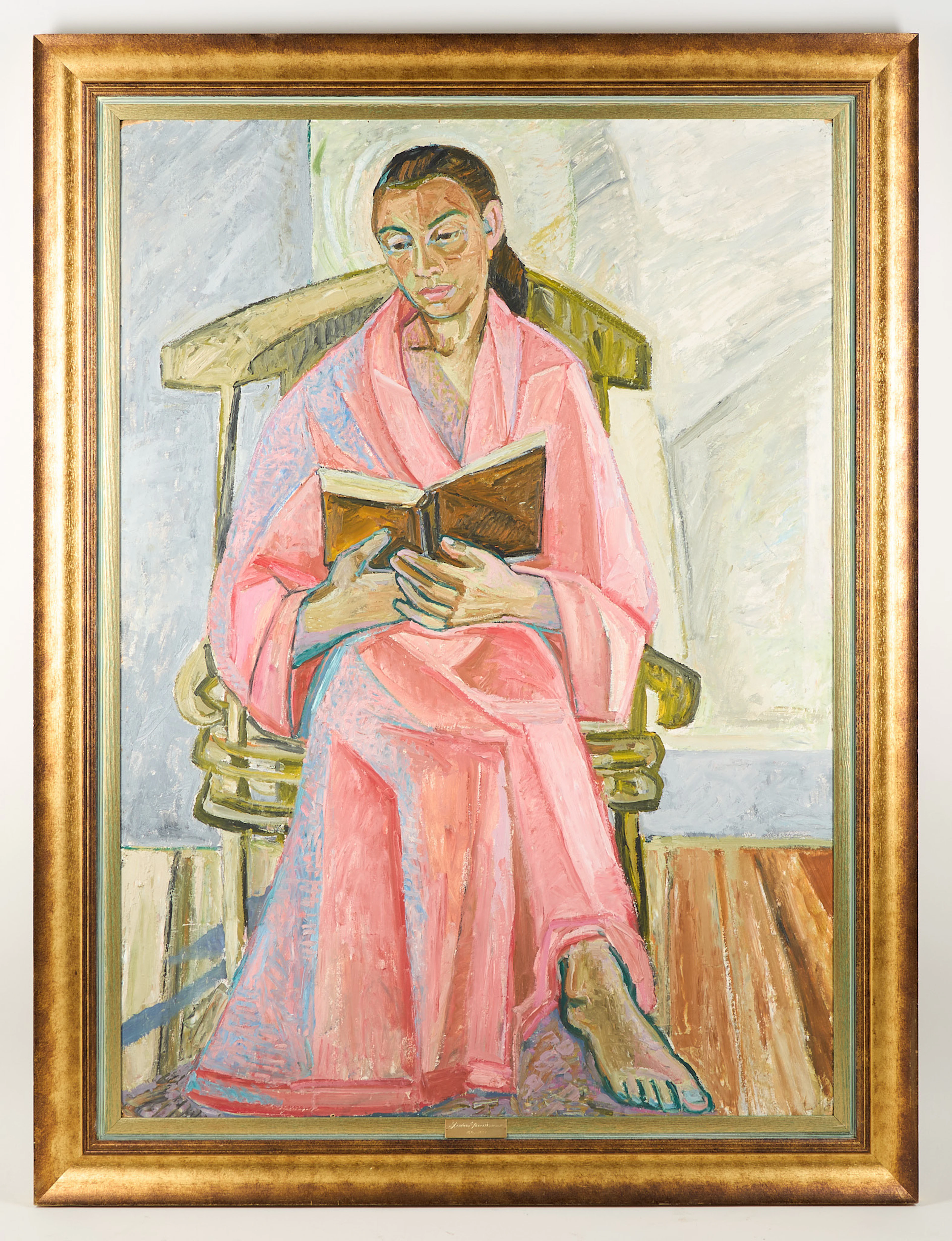 REIDAR SÄRESTÖNIEMI. "Läsande kvinna-Eva" (1956), olja på pannå.