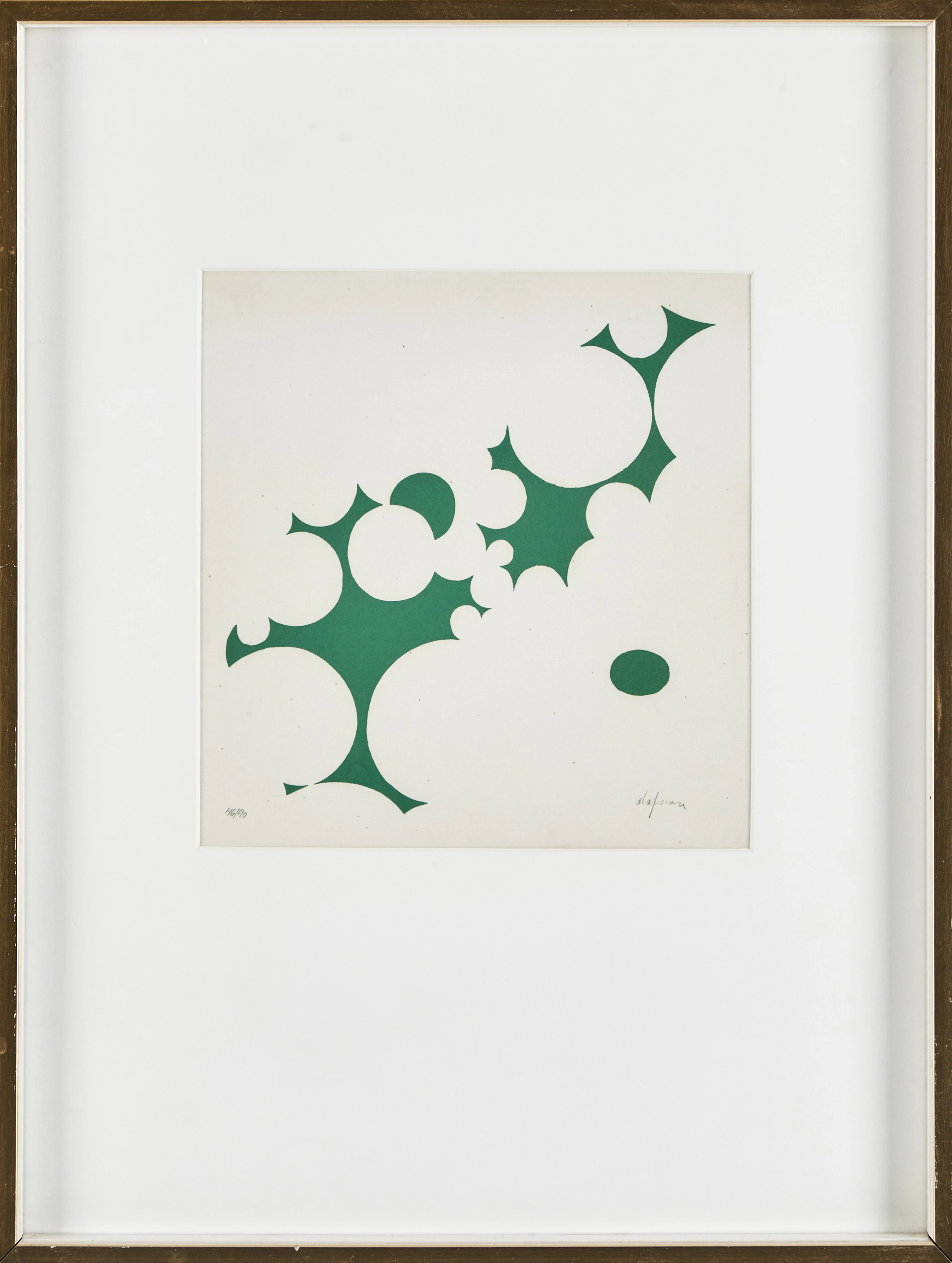 PIERRE OLOFSSON. Grön komposition, färglitografi, signerad, 46/90.