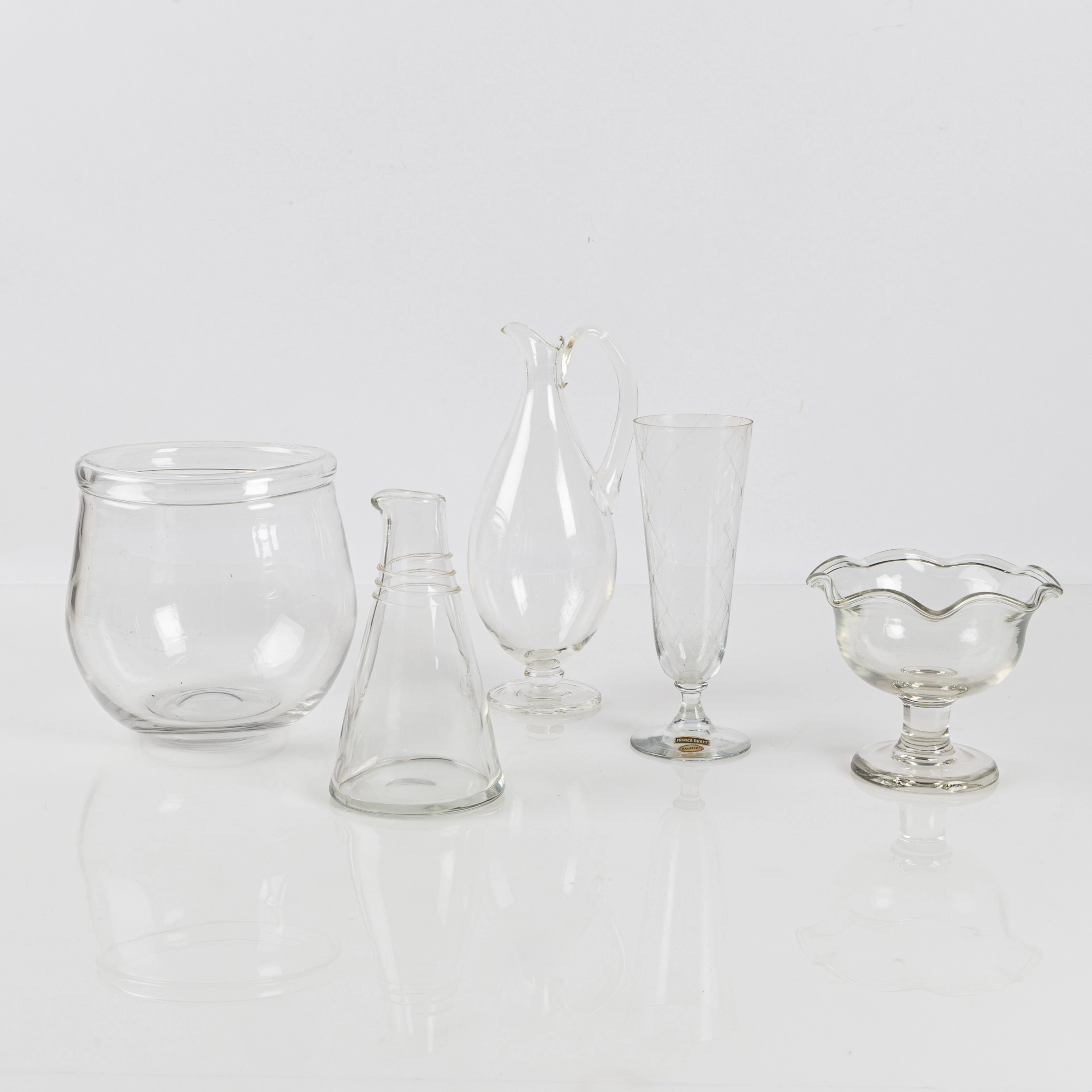 MONICA BRATT. Samling klarglas, 5 delar, Reijmyre.