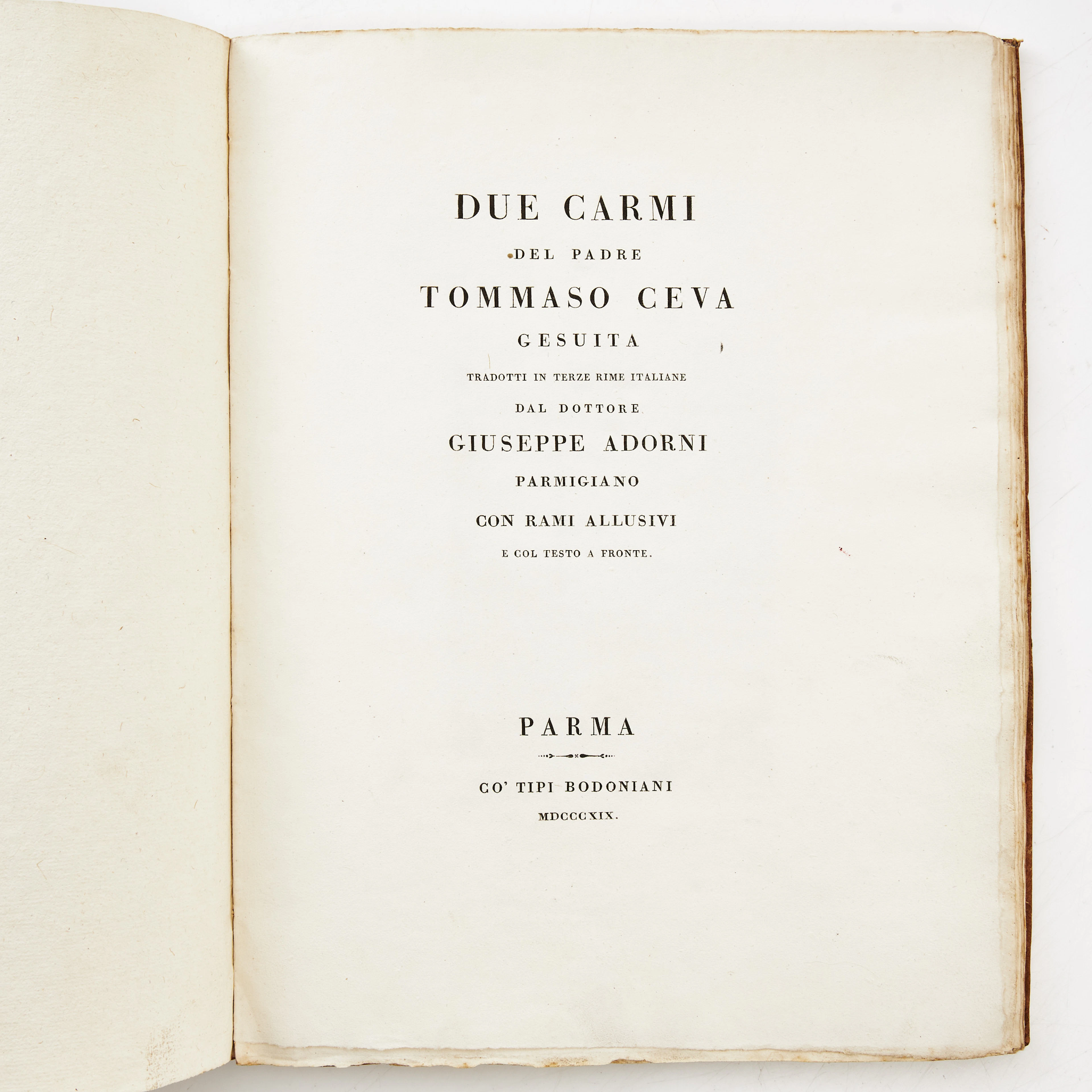 TOMMASO CEVA, PRINTED BY BODONI PRESS, 1819.