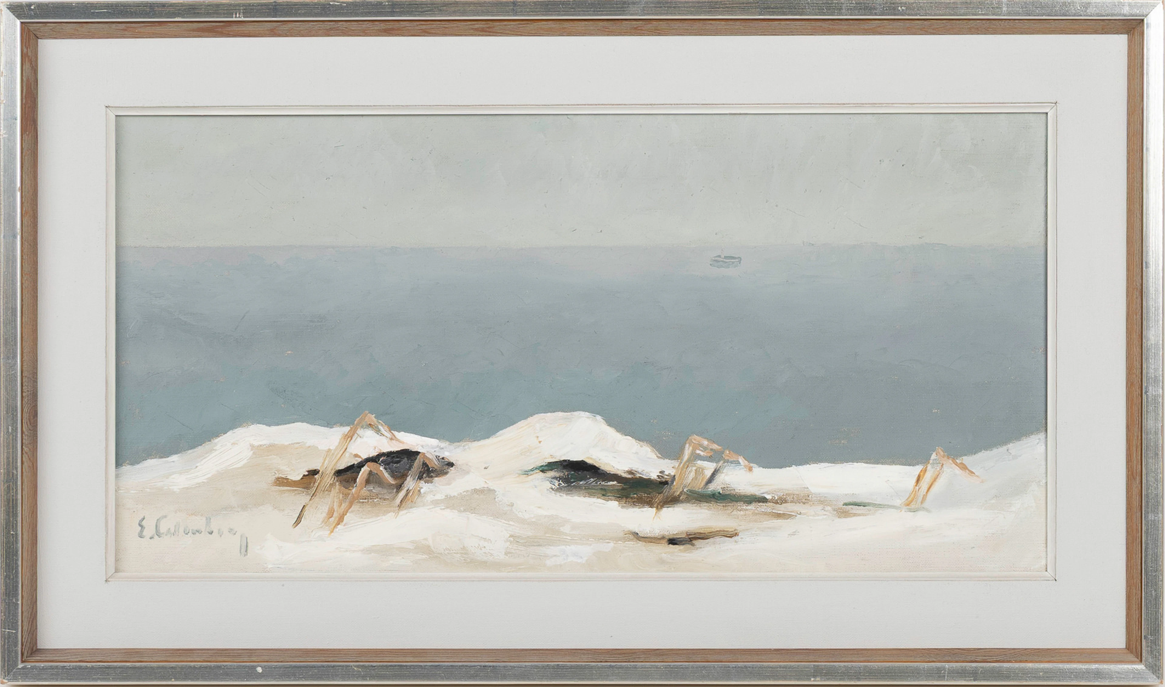 ERIC CEDERBERG. "Vinter vid sundet", olja på duk, signerad 1965.