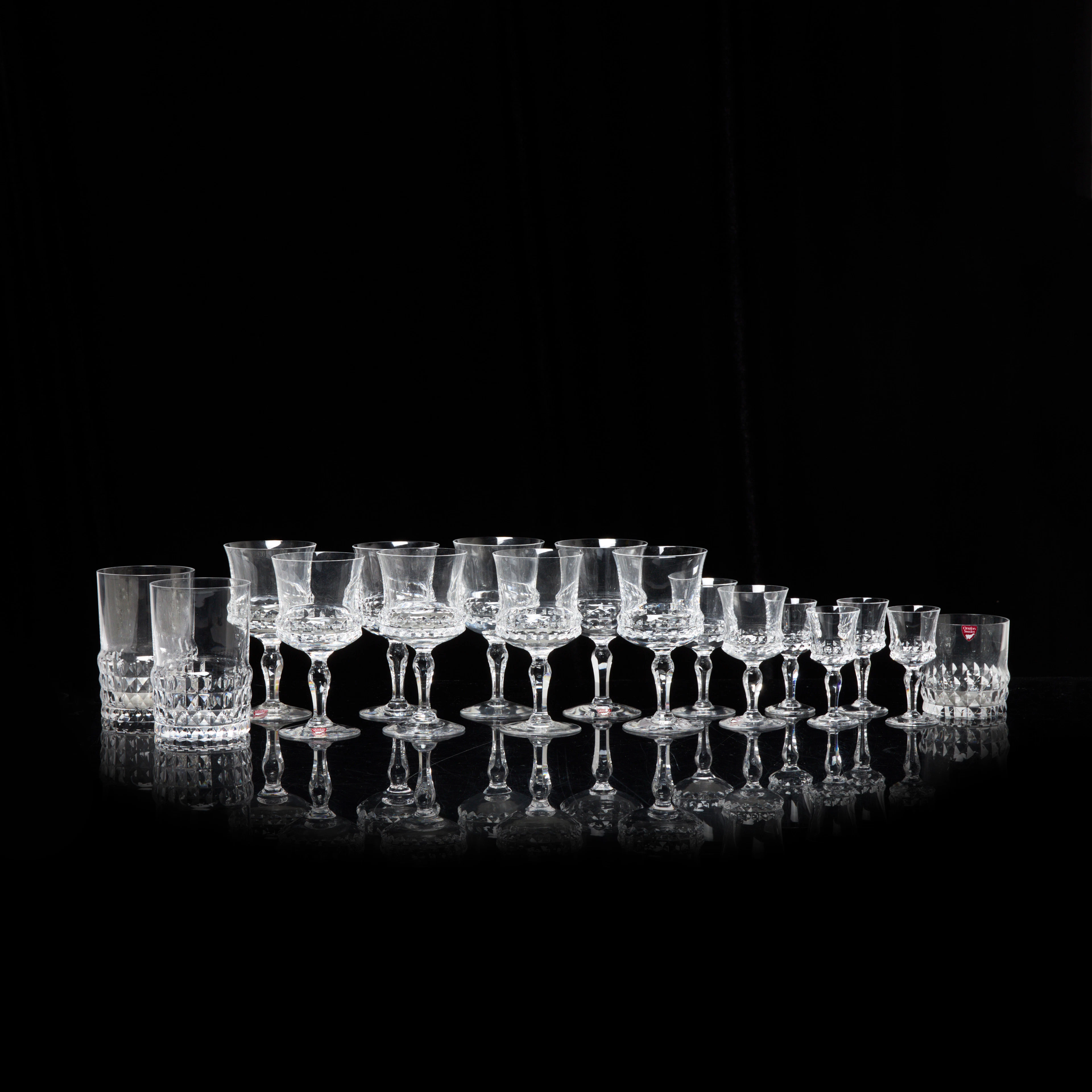 INGEBORG LUNDIN, "Silvia", glasservis, 17 dlr, Orrefors, slipad dekor.