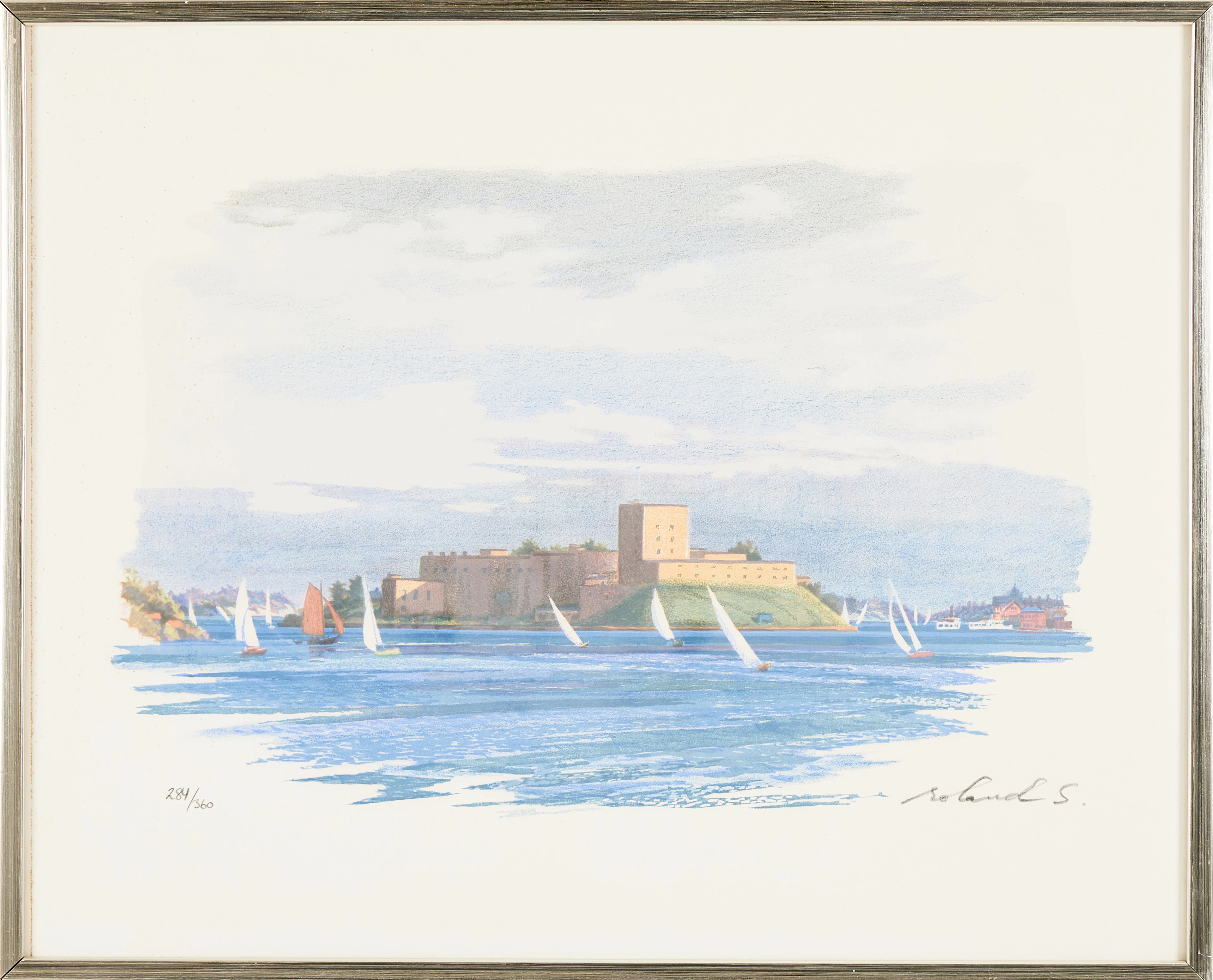 ROLAND SVENSSON (1910-2003). "Vaxholms Kastell", signerad och numrerad