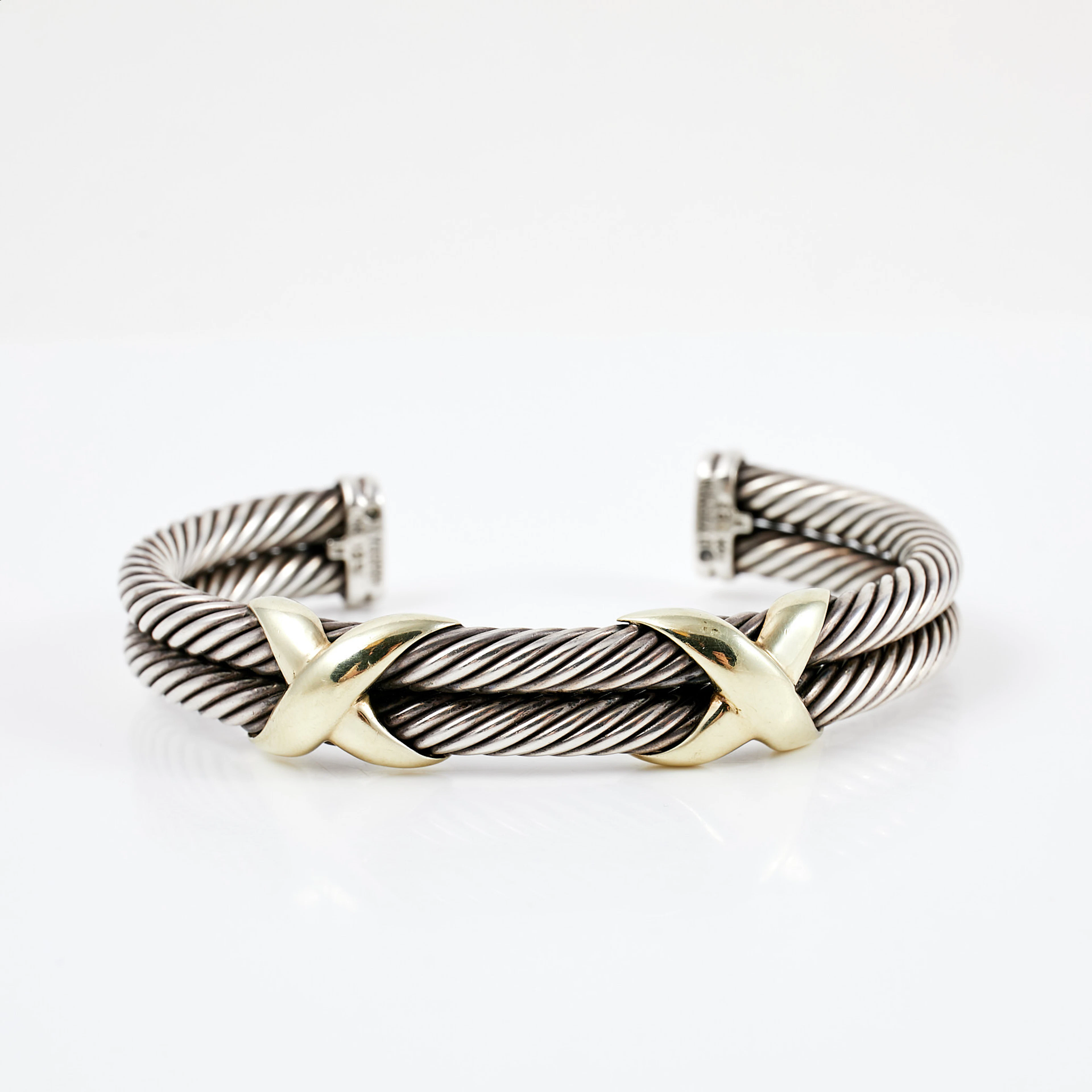 DAVID YURMAN, "Two-Tone X Double Cable Cuff", armring, sterlingsilver/14