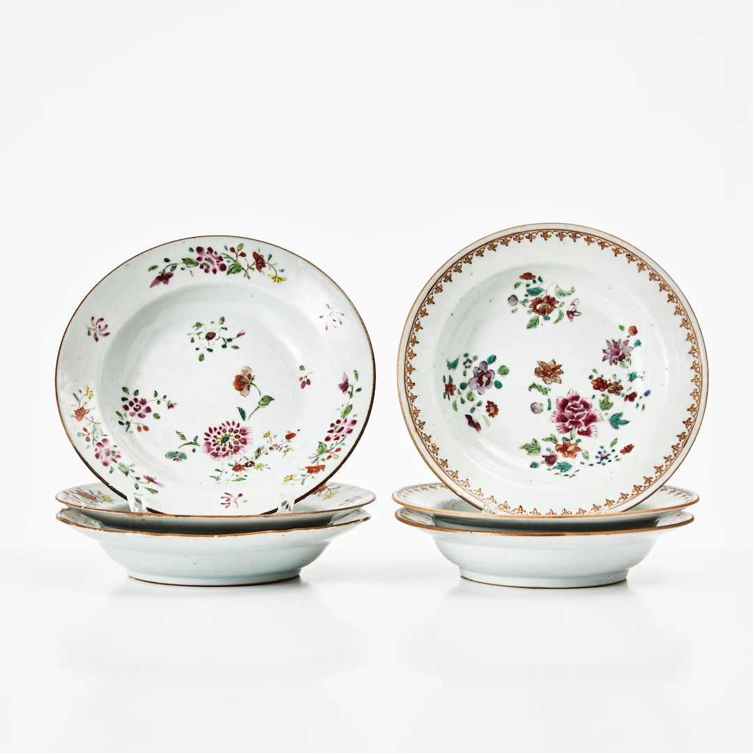 BÄRTALLRIKAR, 6 st., porslin, Kina, Qianlong (1736-1795), famille