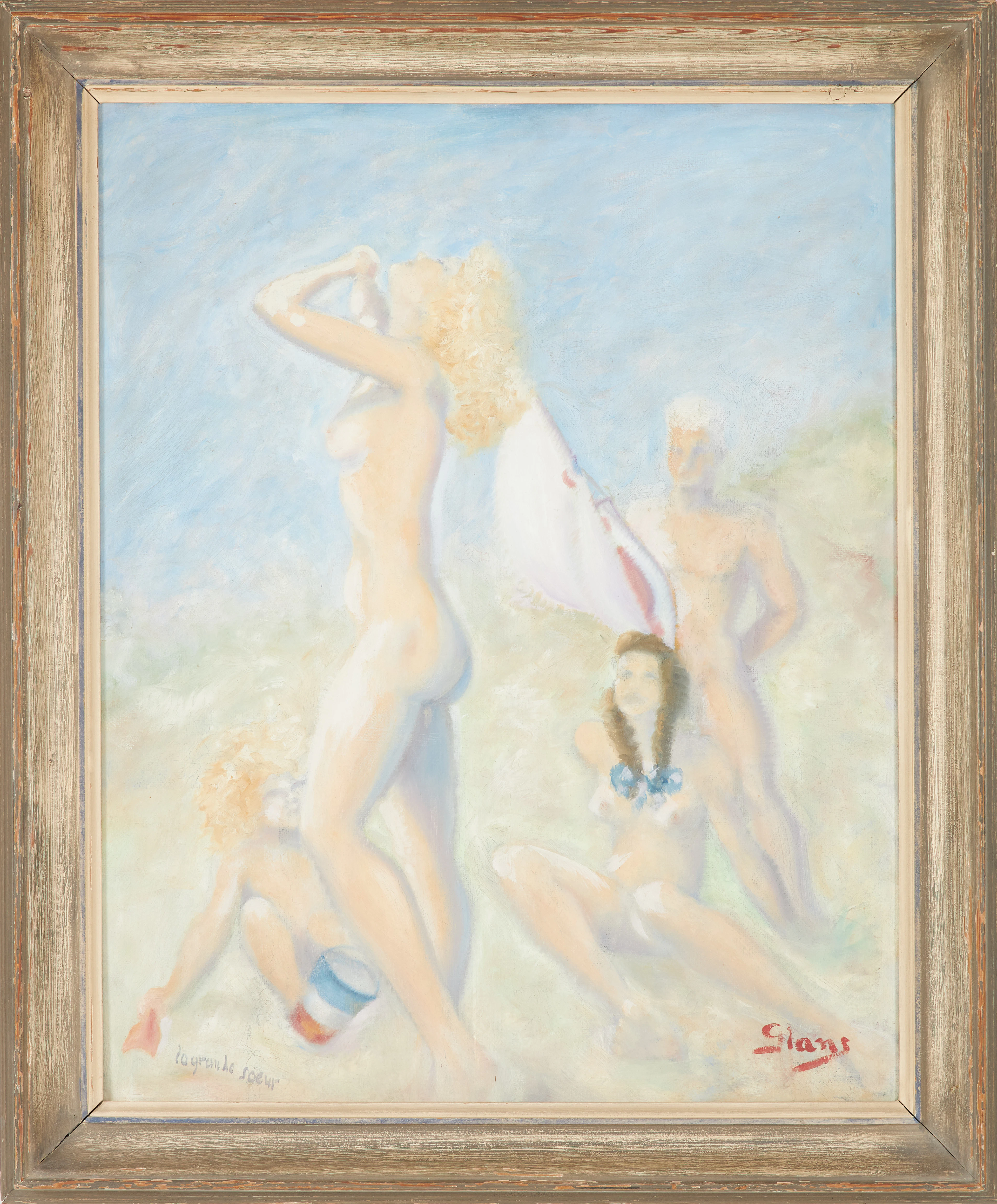 FREDRIK GLANS (1910-2001). "La grande sœur", olja på pannå, signerad Glans.