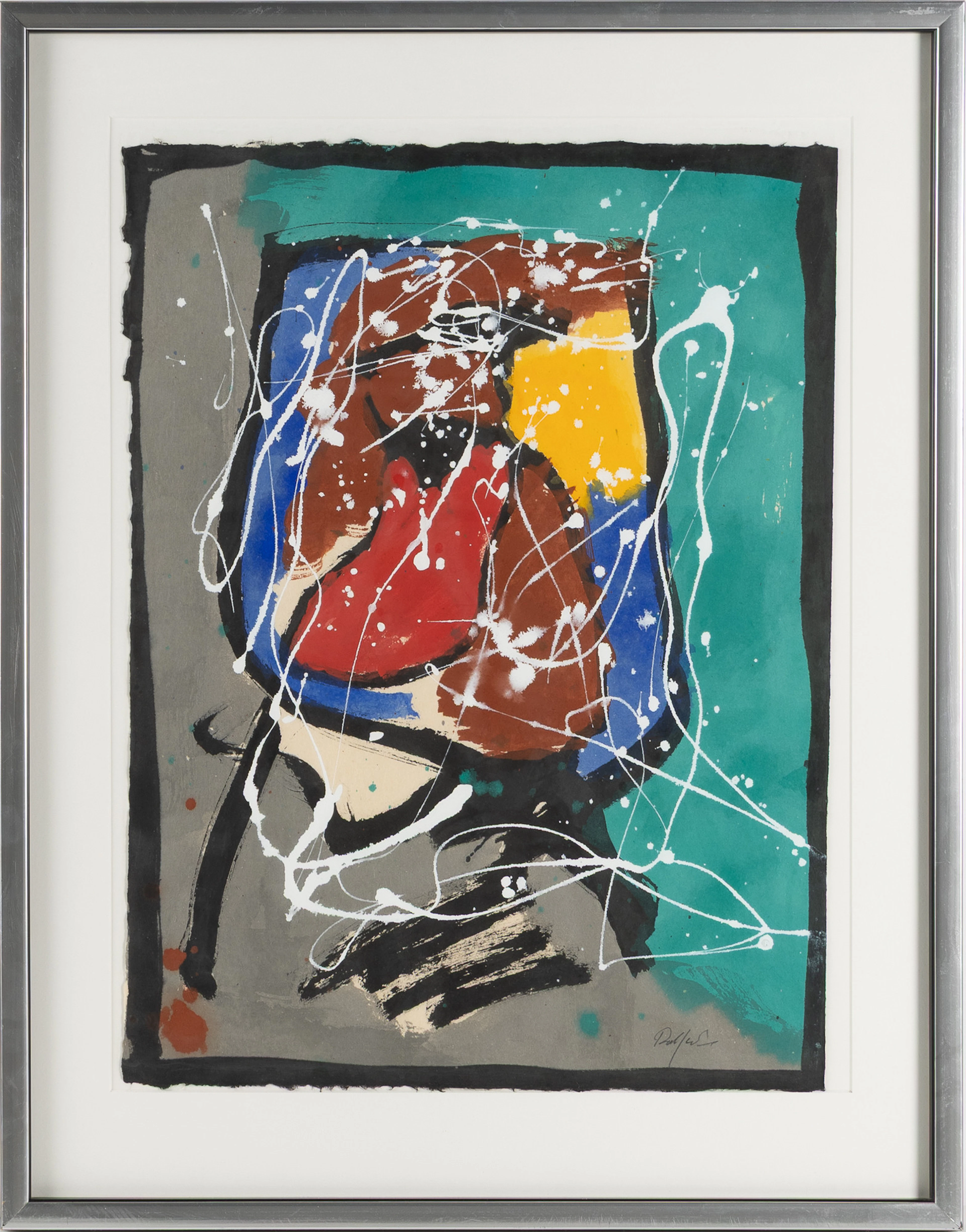 ROBERT JACOBSEN (1912-1993). Komposition, blandteknik på papper.