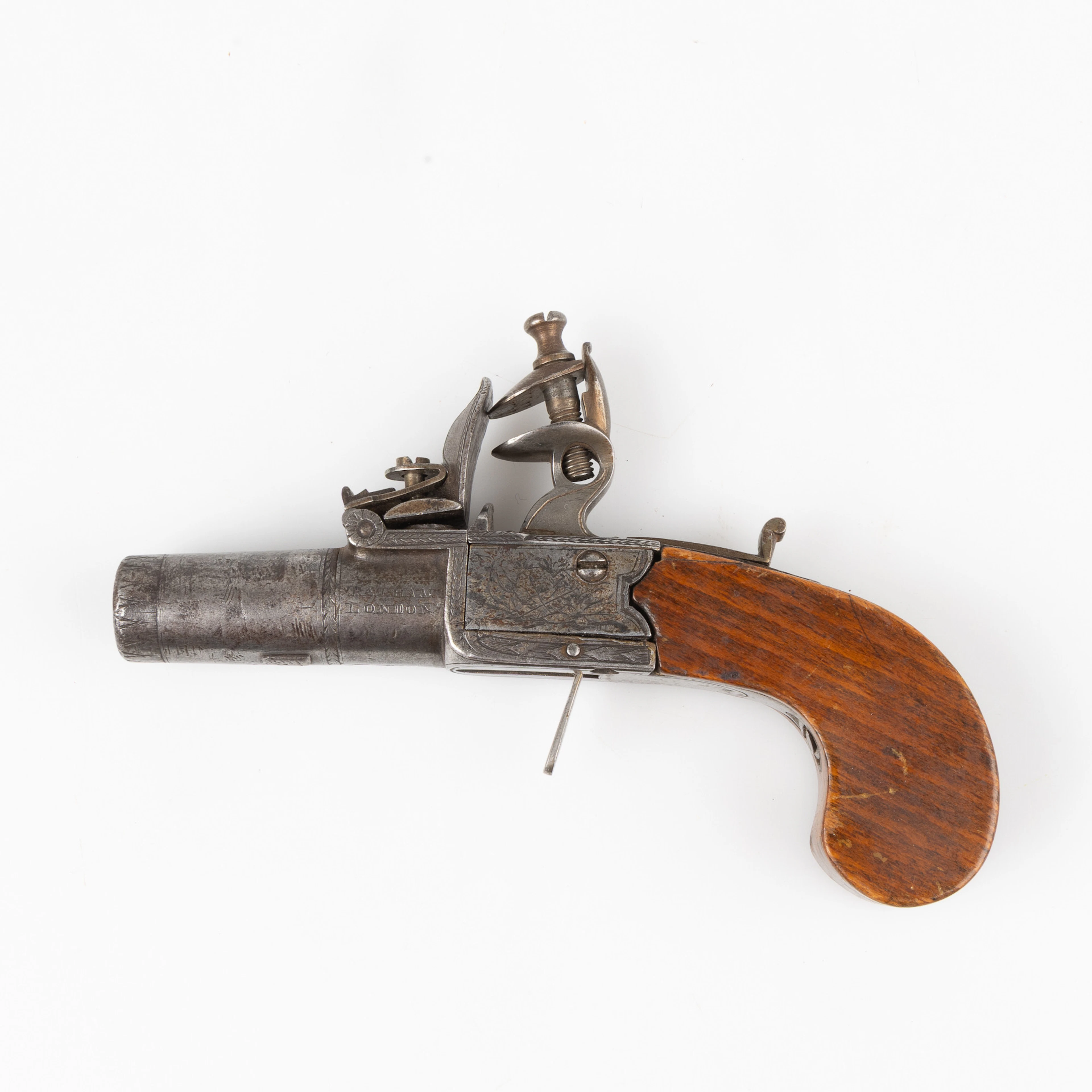 TATHAM LONDON, flintlåspistol, rese- fickpistol, 1800-talets första del.