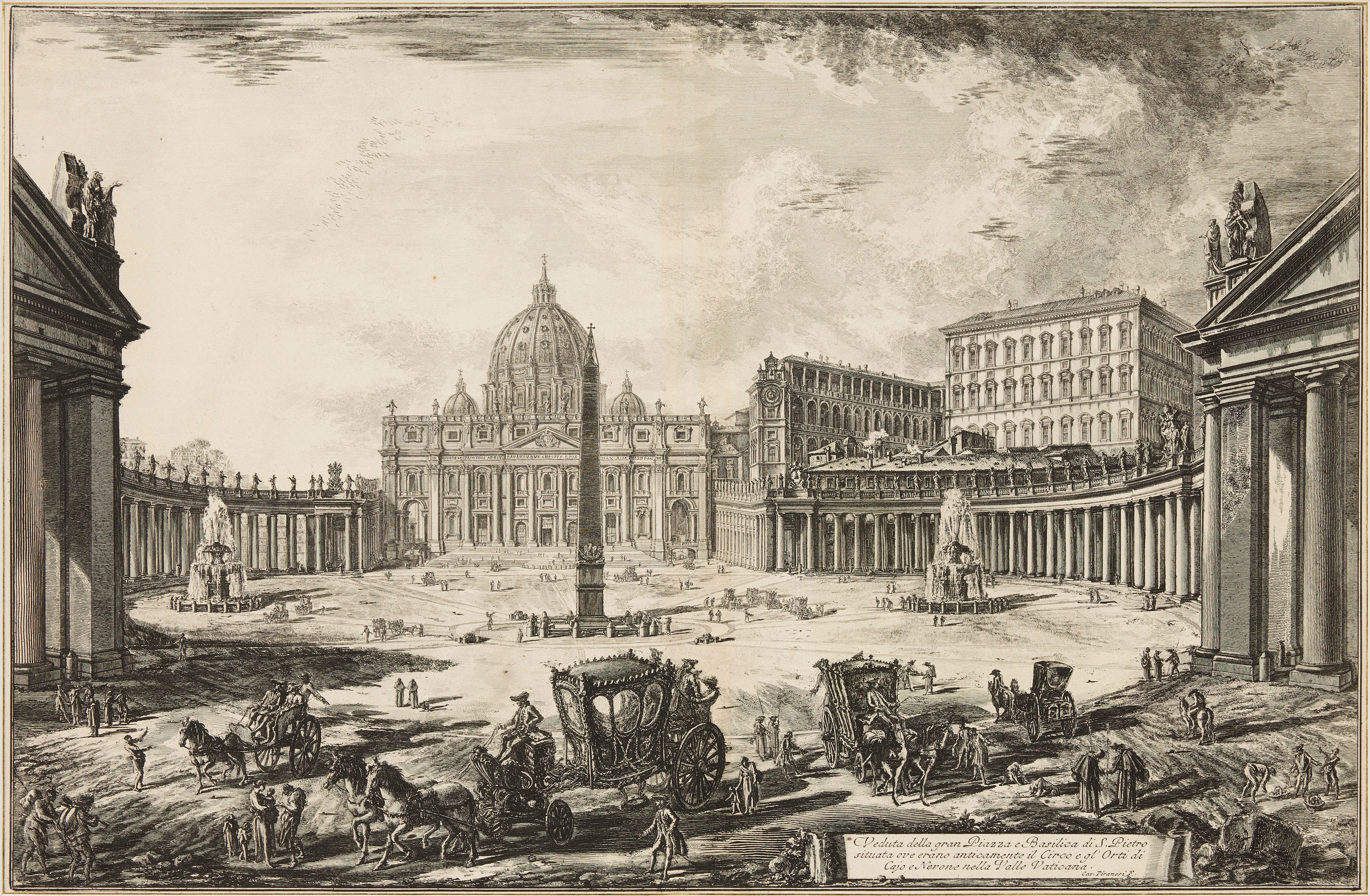 GIOVANNI BATTISTA PIRANESI. "Veduta della Gran Piazza e Basilica di S. Pietro".