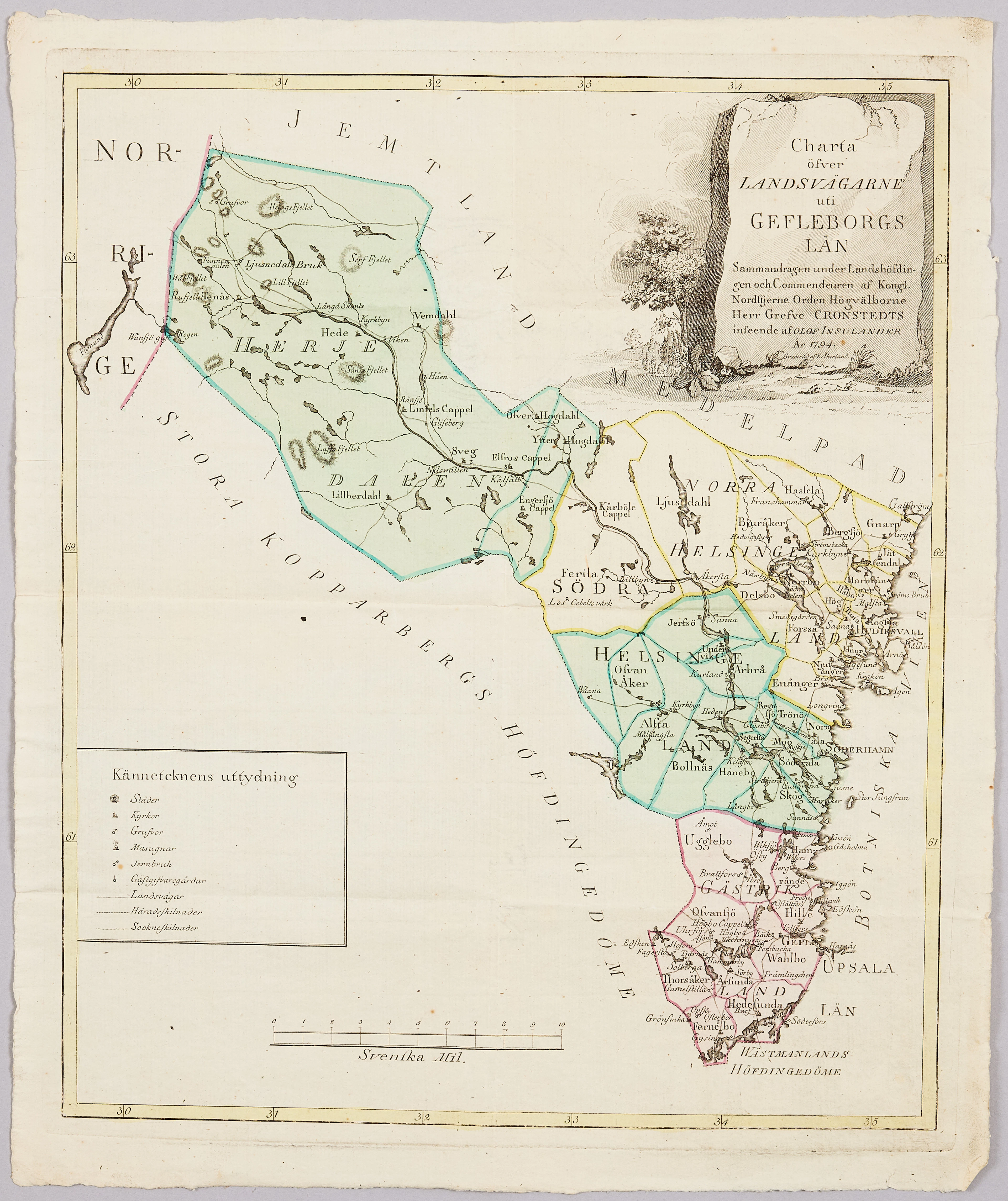 ÅKERLANDS KARTA ÖVER GÄVLEBORG, 1794.