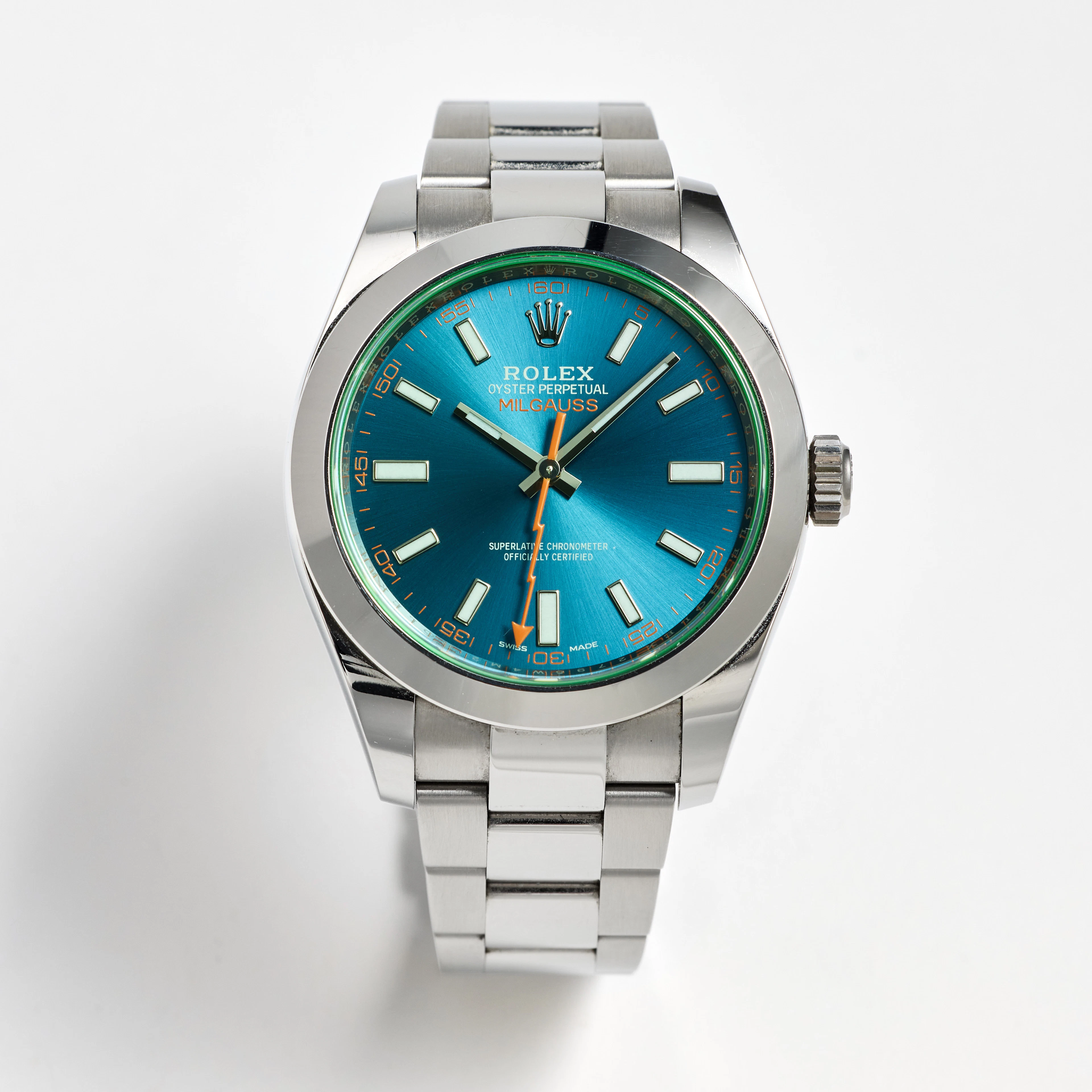 ROLEX, Oyster Perpetual, Milgauss, "Grönt Glas", Chronometer, armbandsur
